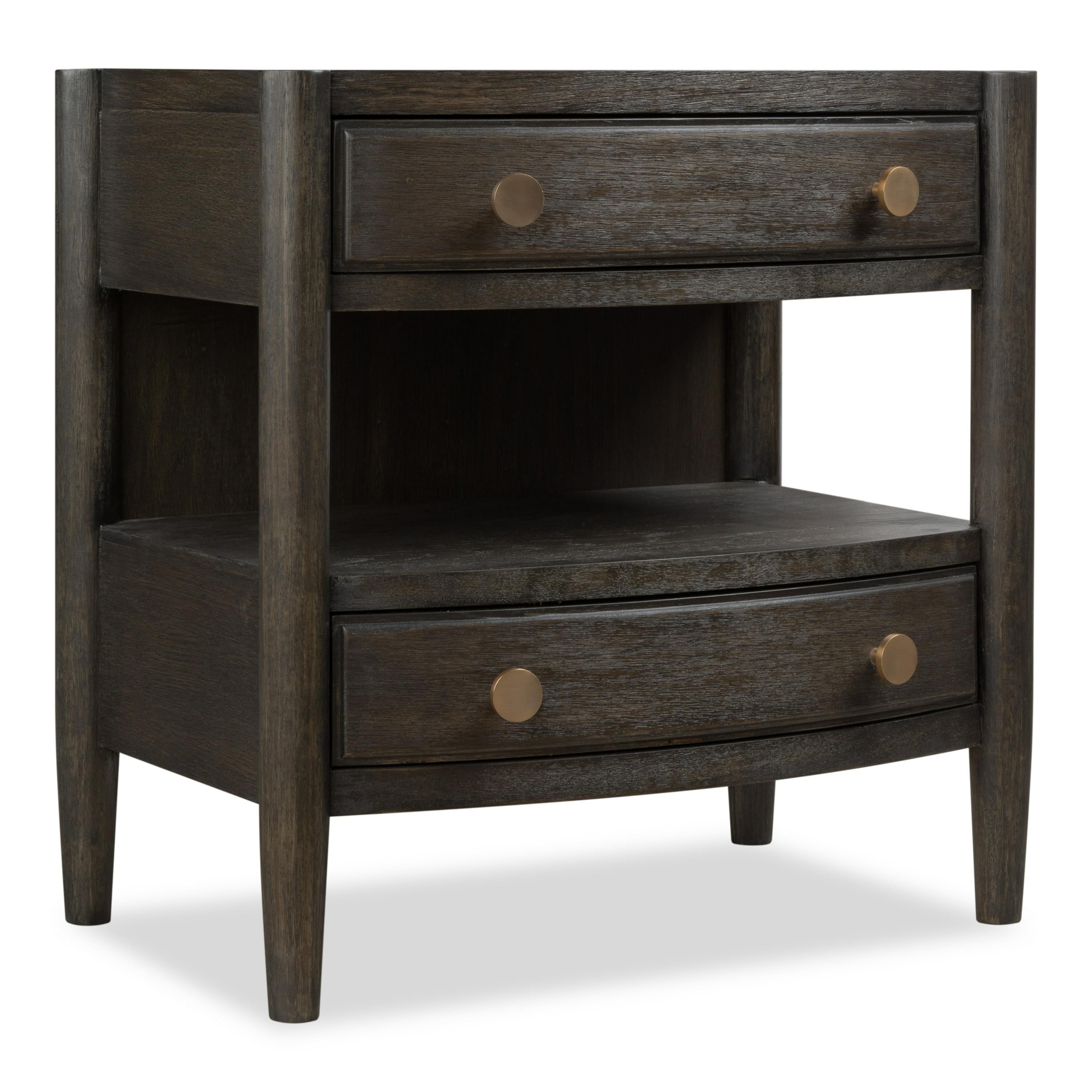 Rockport Two Drawer One Shelf Oak Wood Nightstand in Yin - What A Room