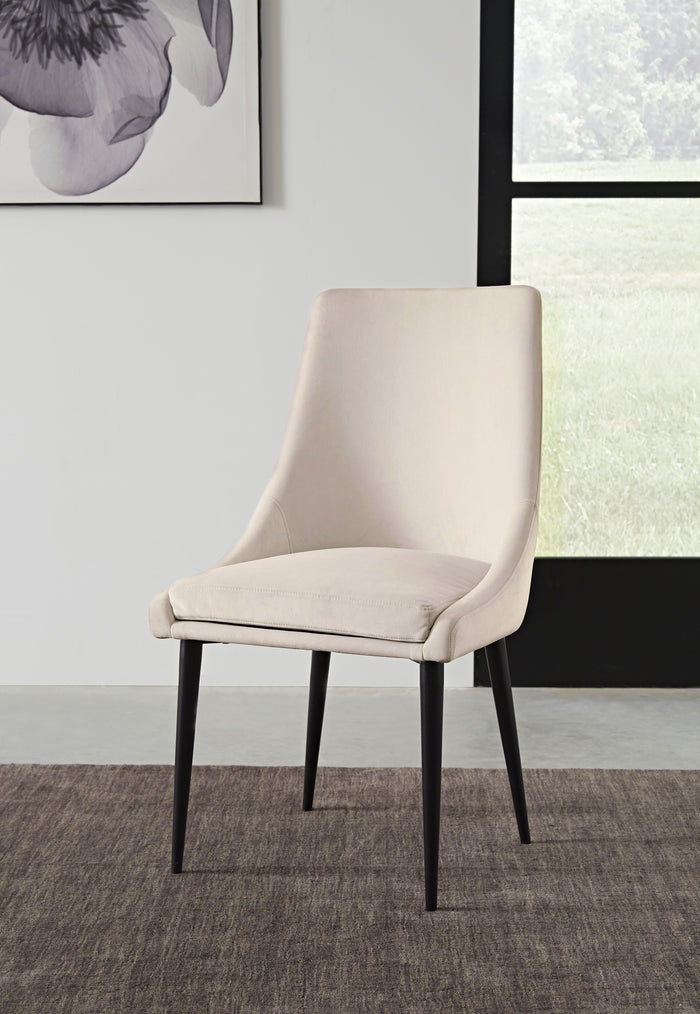 Winston Upholstered Metal Leg Dining Chair in Cream and Black (Set of 2) - What A Room