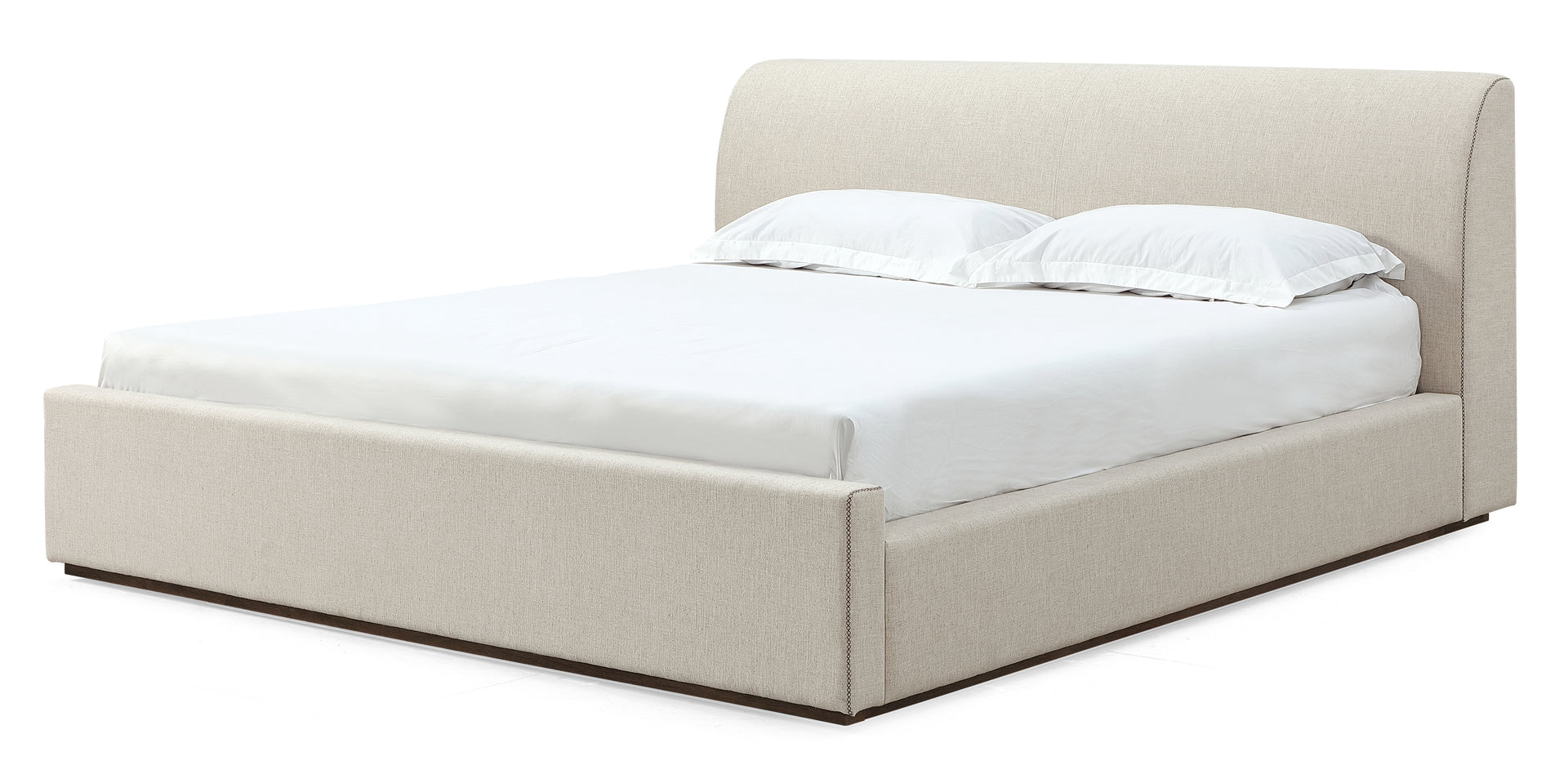 Louis Upholstered Platform Bed in Natural Linen - What A Room