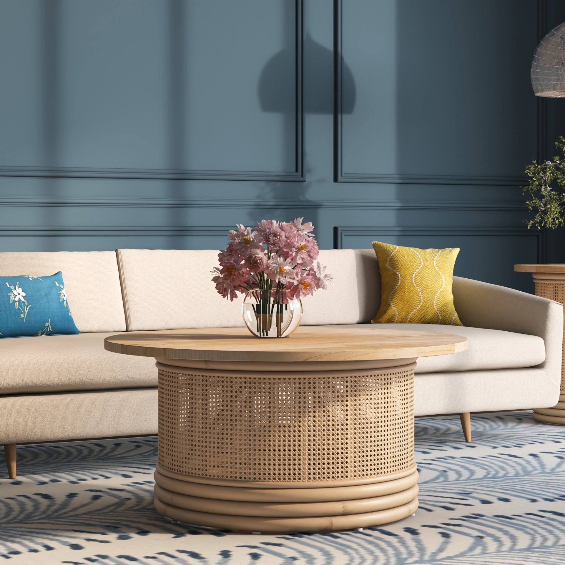Brisa Rattan Coffee Table w/ Wood Top - What A Room