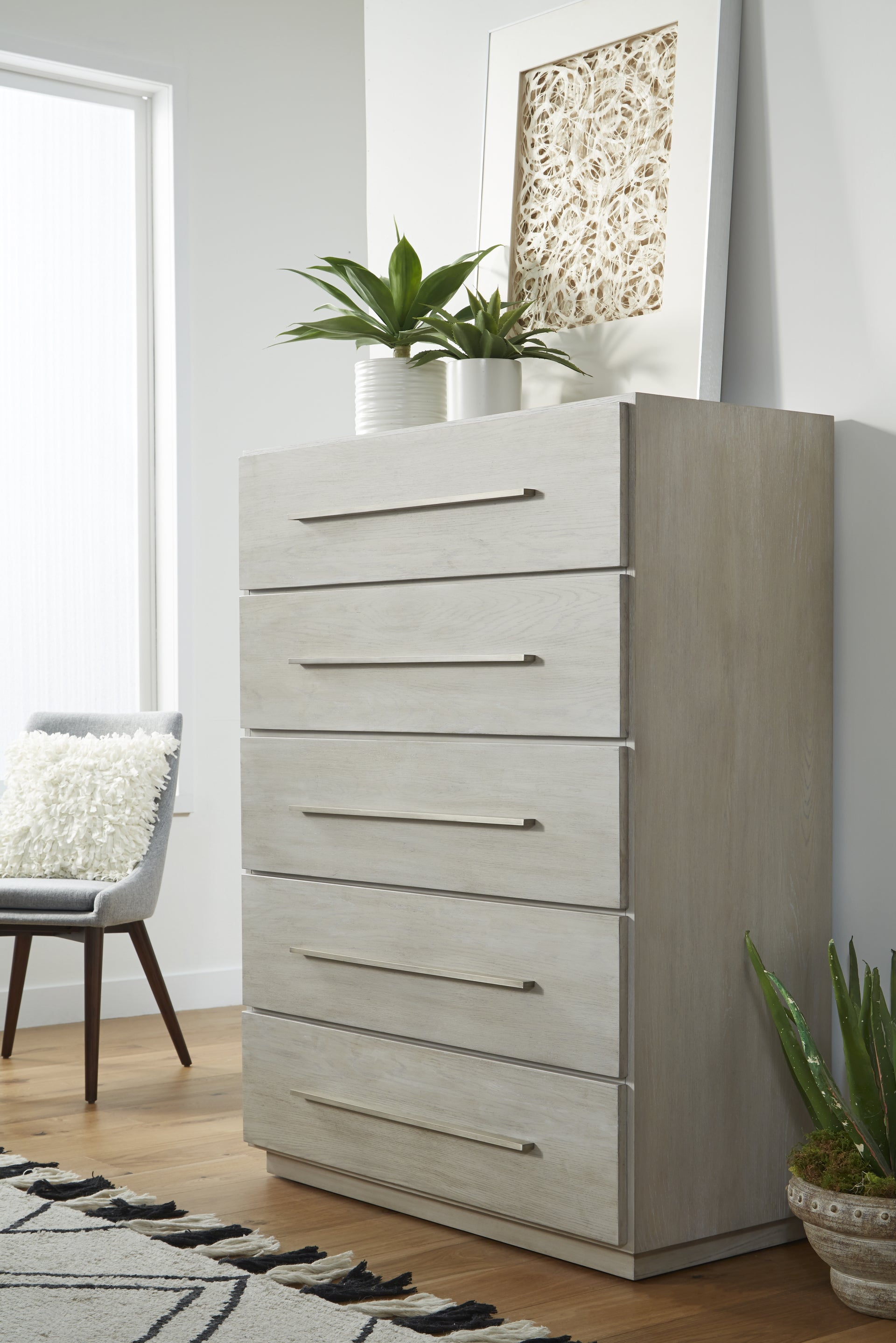 Destination Five Drawer Chest in Cotton Grey - What A Room