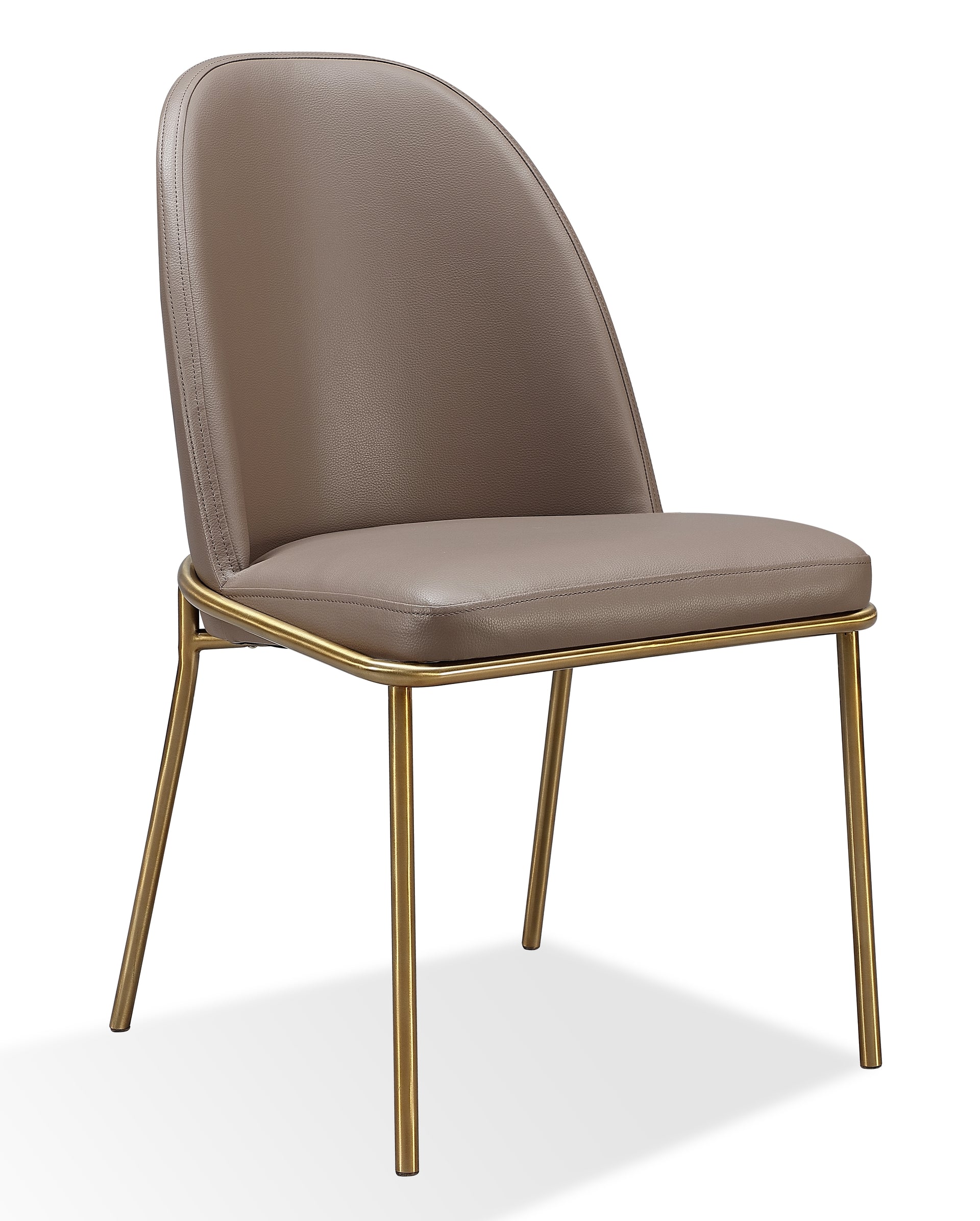 Doheny Leather Upholstered Metal Leg Dining Chair in Boots and Brass (Set of 2) - What A Room