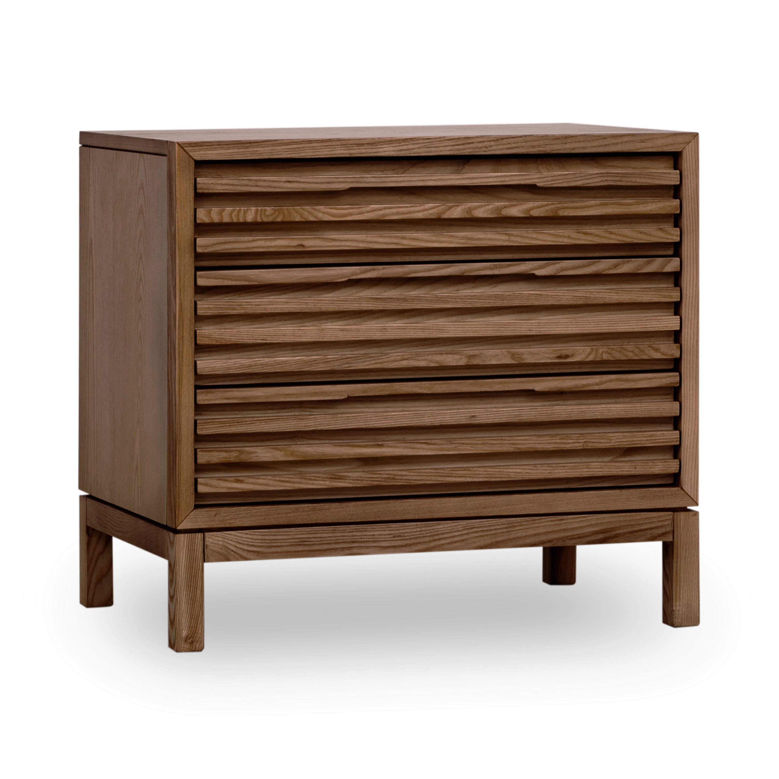 Tanner Three Drawer Ash Wood Nightstand in Roux - What A Room