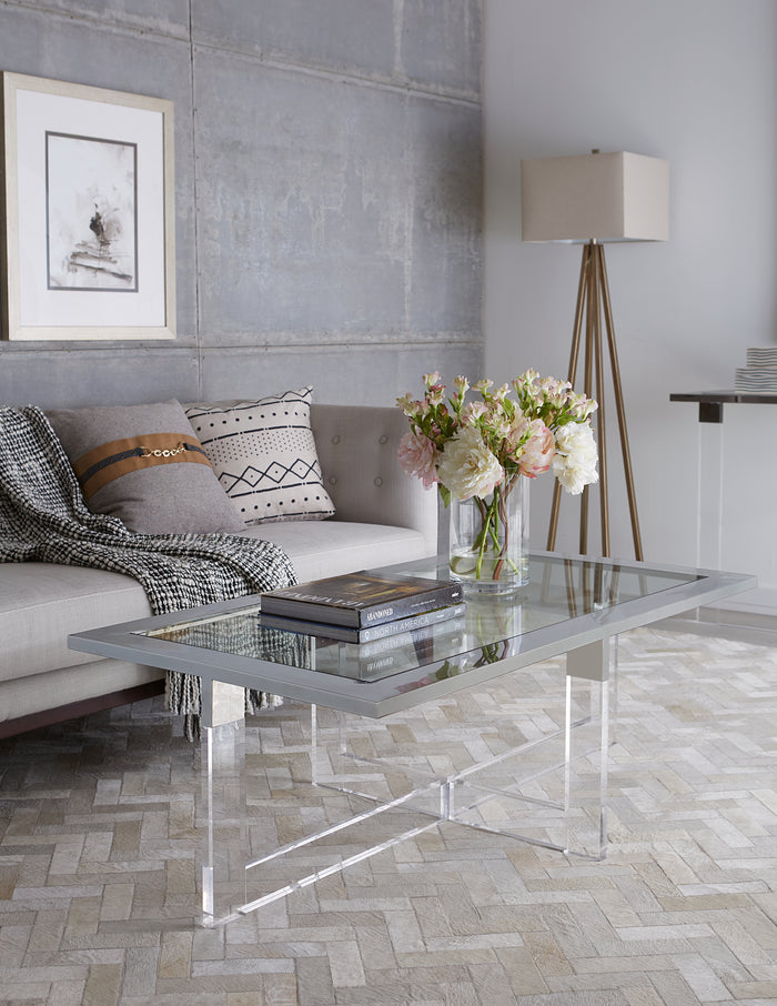 Bastian Coffee Table in Clear Acrylic and Gunmetal Polished Stainless Steel - What A Room