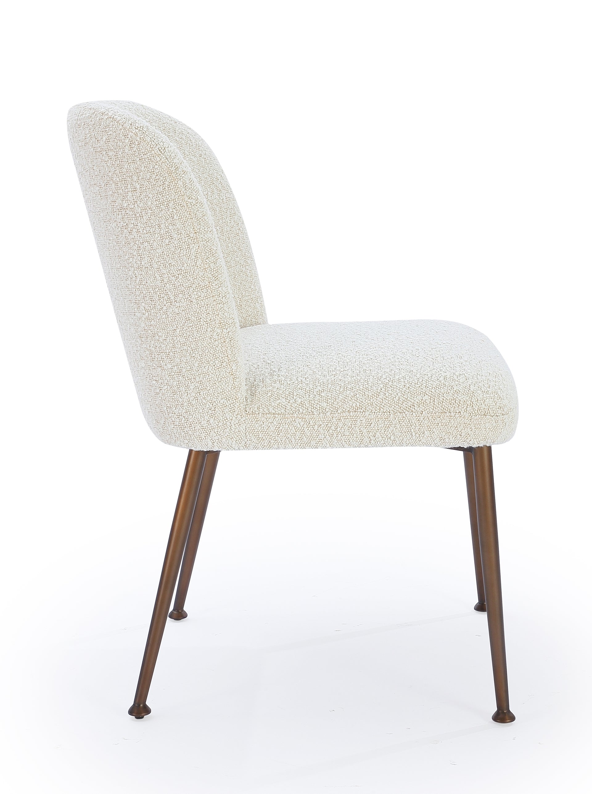 Avery Upholstered Dining Chair in Ricotta Boucle and Bronze Metal (Set of 2) - What A Room