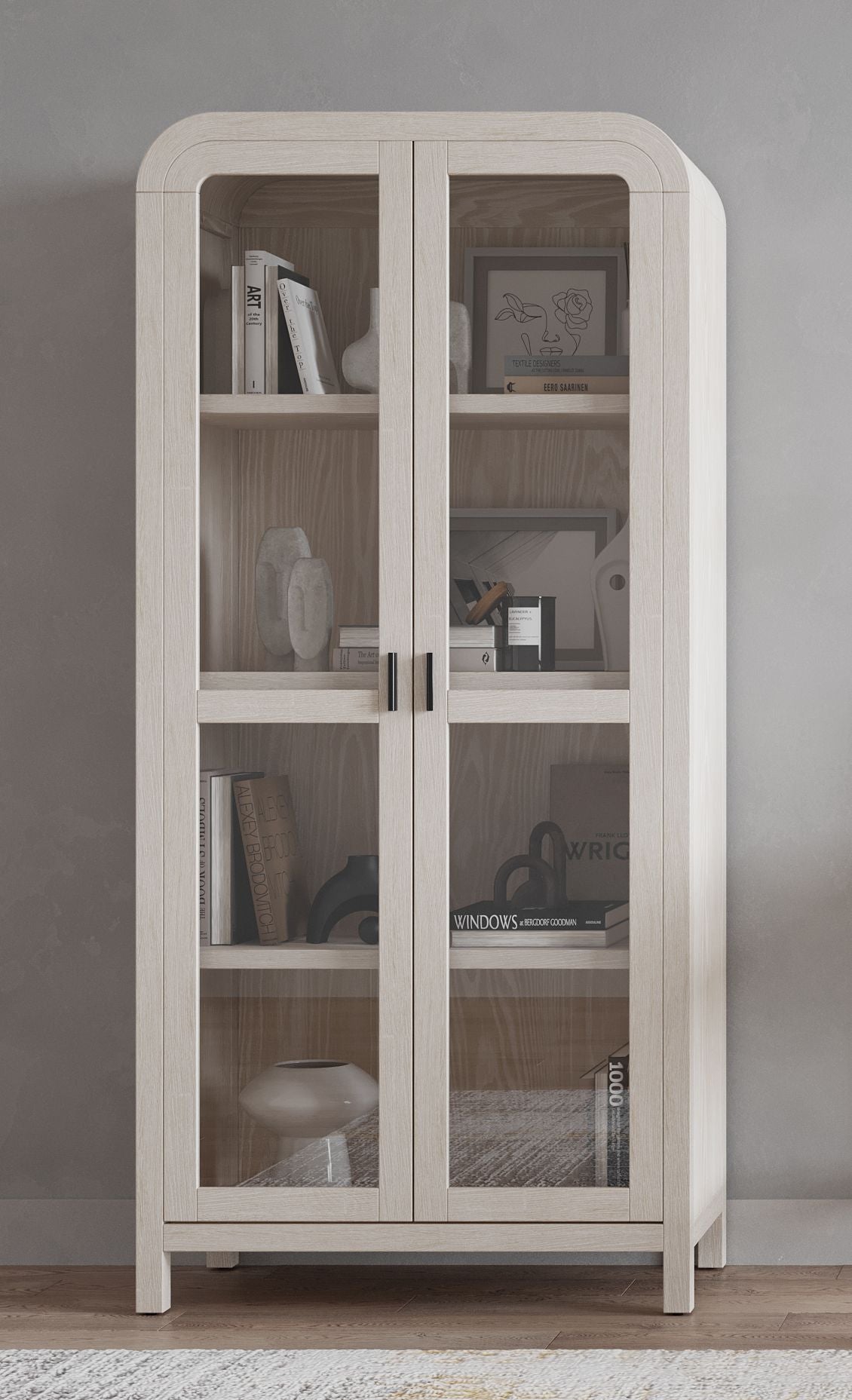 Drake Glass Door Wooden Bookcase in Sugar - What A Room