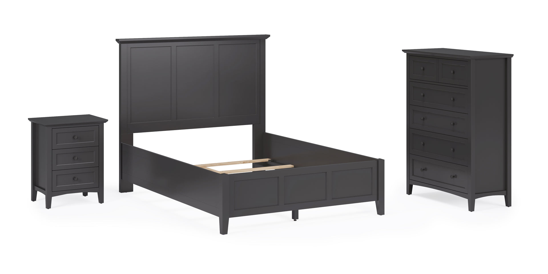 Grace Three Panel Bed in Raven Black - What A Room