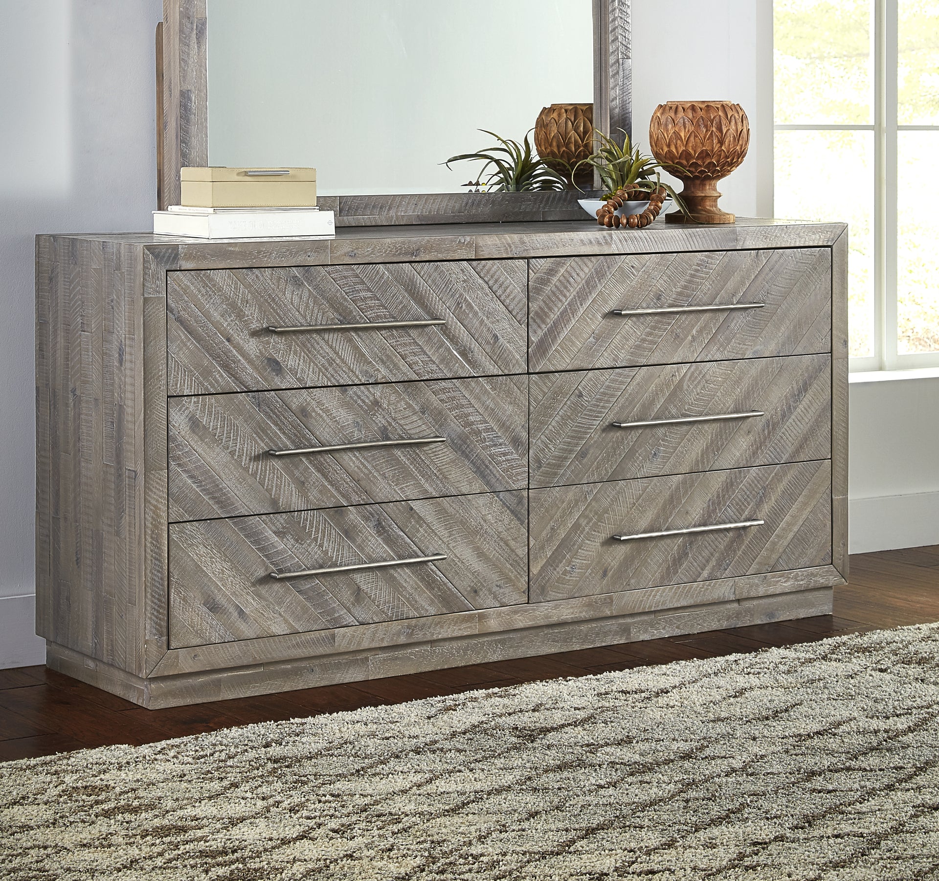 Alexandra Solid Wood Six Drawer Dresser in Rustic Latte - What A Room