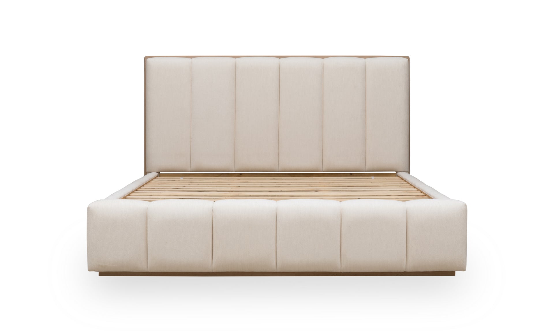 Gardenia Wood Frame Upholstered Platform Bed in Cotton and Chai - What A Room