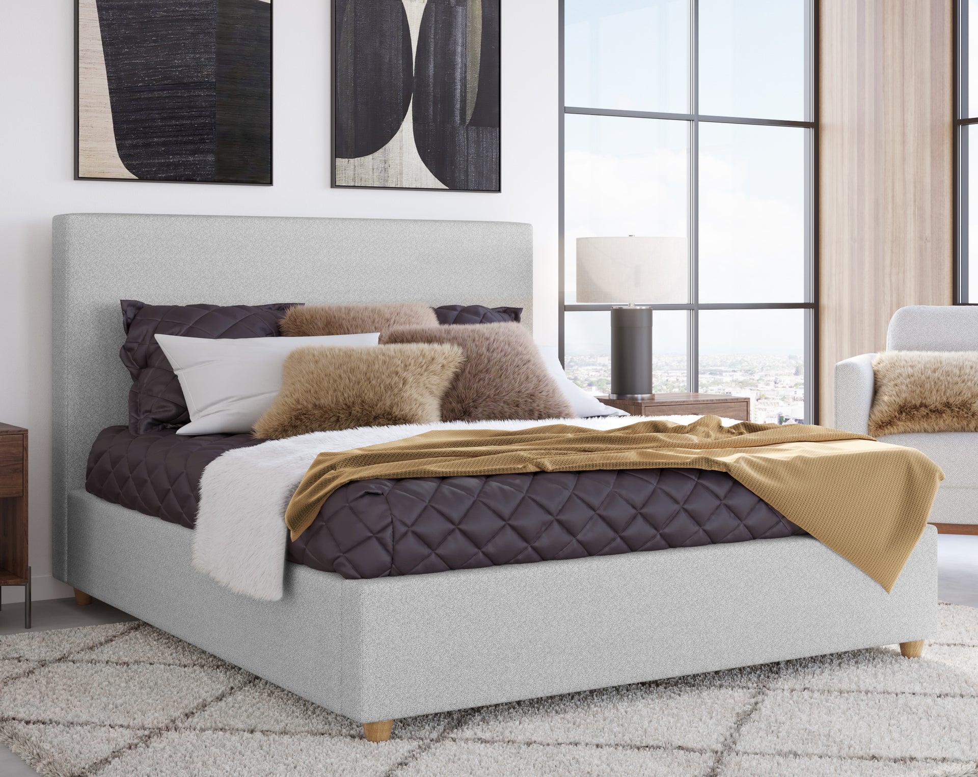 Olivia Upholstered Platform Bed in Linen - What A Room