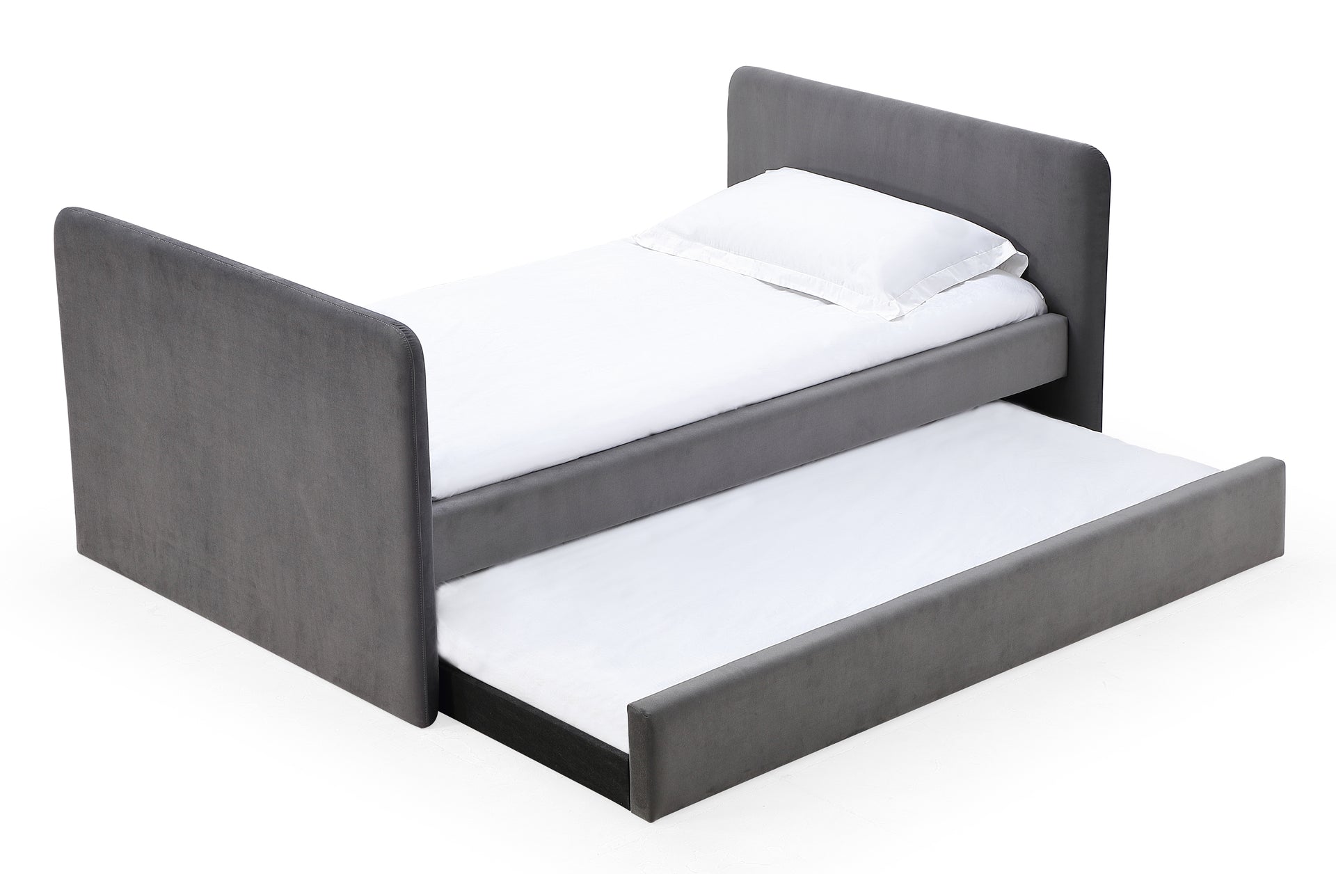 Elora Upholstered Daybed with Trundle in Charcoal Velvet - What A Room