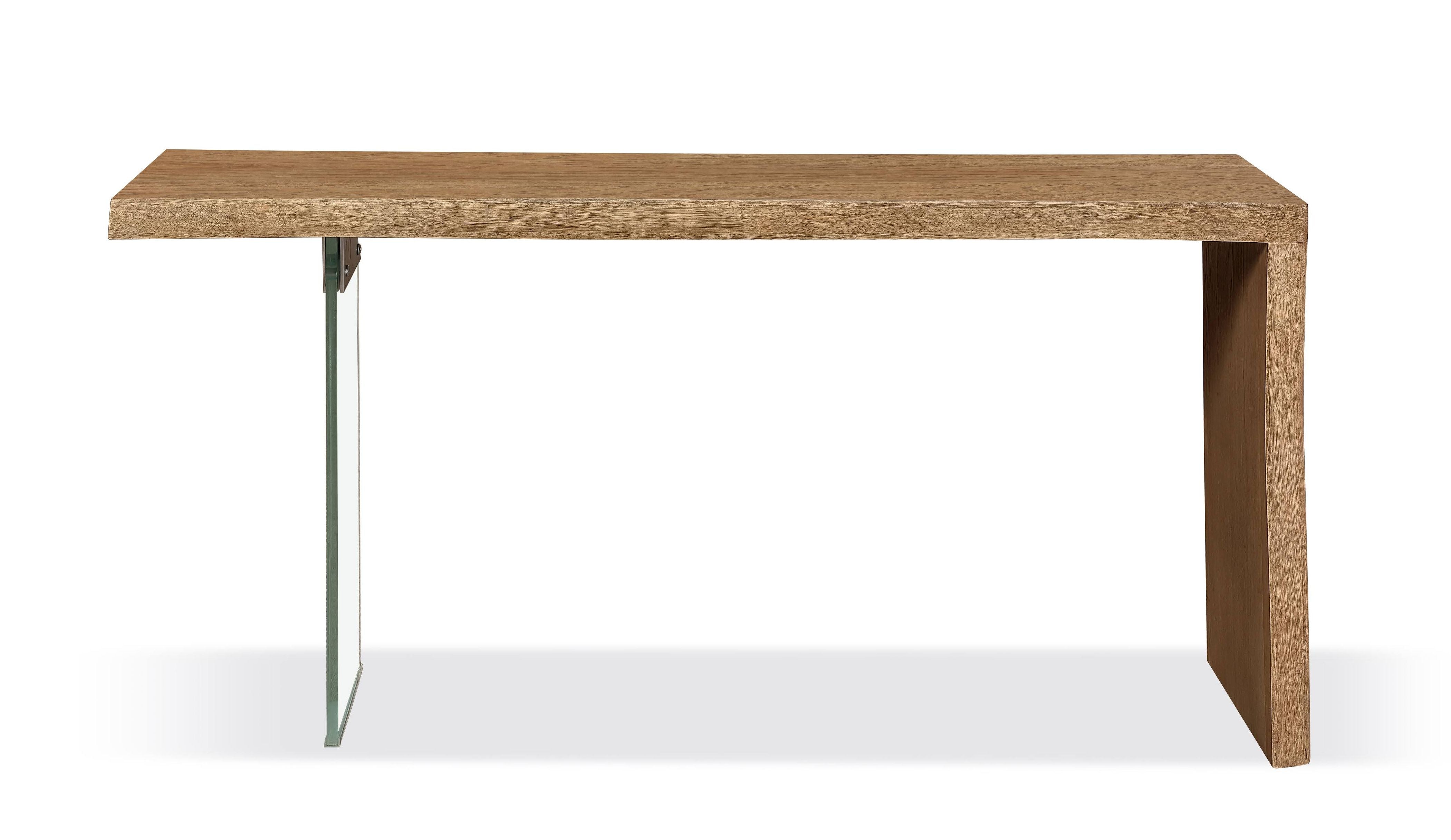 One Live-Edge White Oak and Glass Console Table in Bisque - What A Room