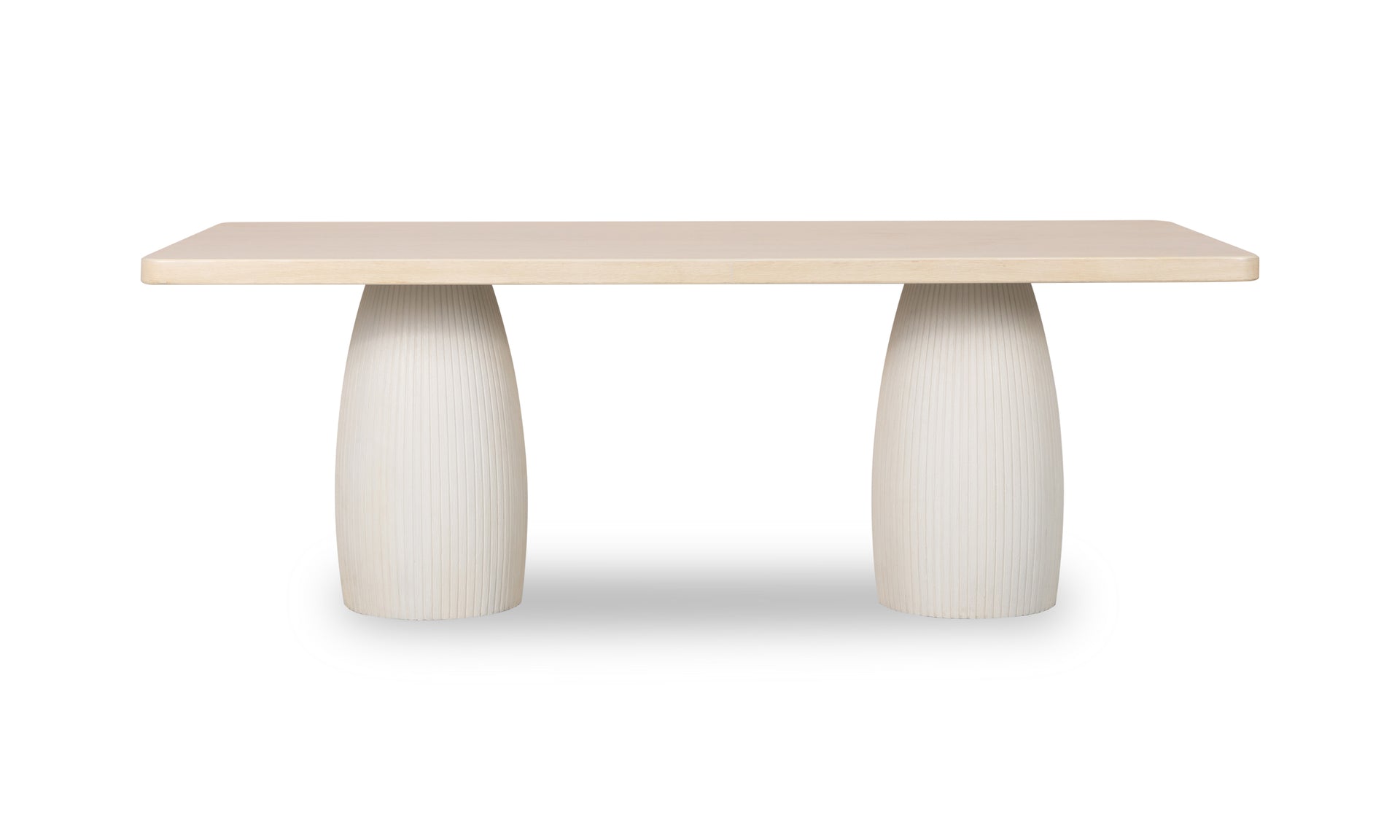 Zinnia Plaster Base Wood Top Dining Table in White Sand and Ivory - What A Room
