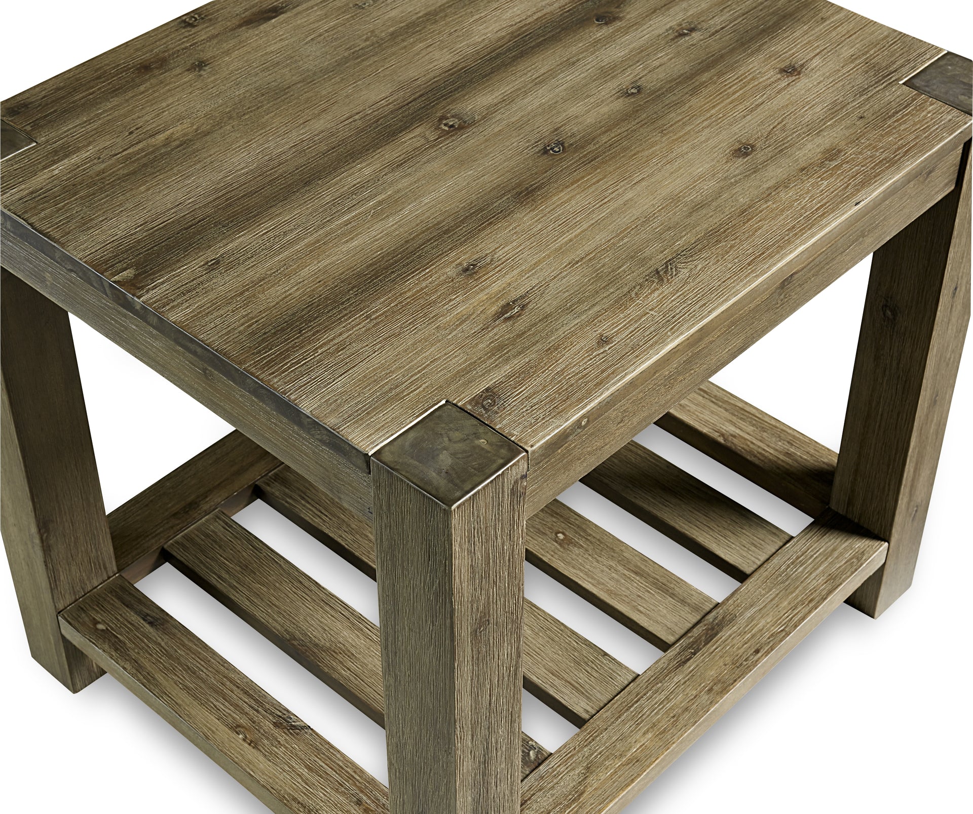 Canyon Solid Wood Rectangular End Table in Washed Grey - What A Room