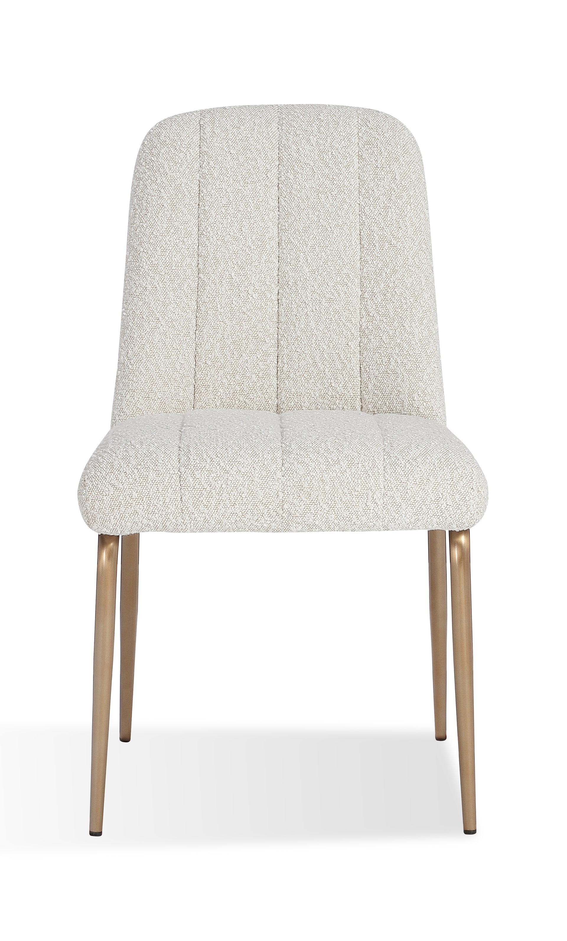 Apollo Upholstered Dining Chair in Ricotta Boucle and Brushed Bronze Metal (Set of 2) - What A Room