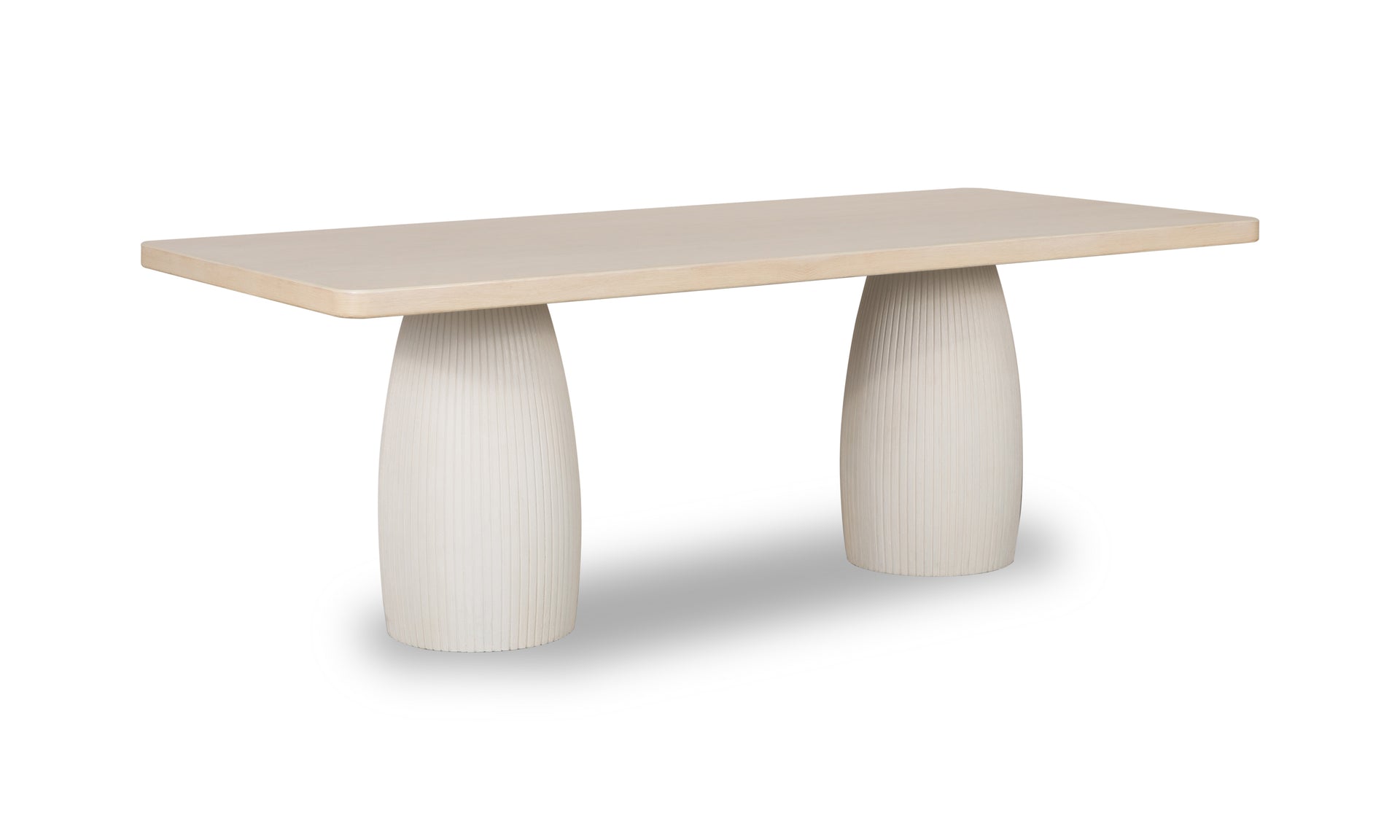 Zinnia Plaster Base Wood Top Dining Table in White Sand and Ivory - What A Room