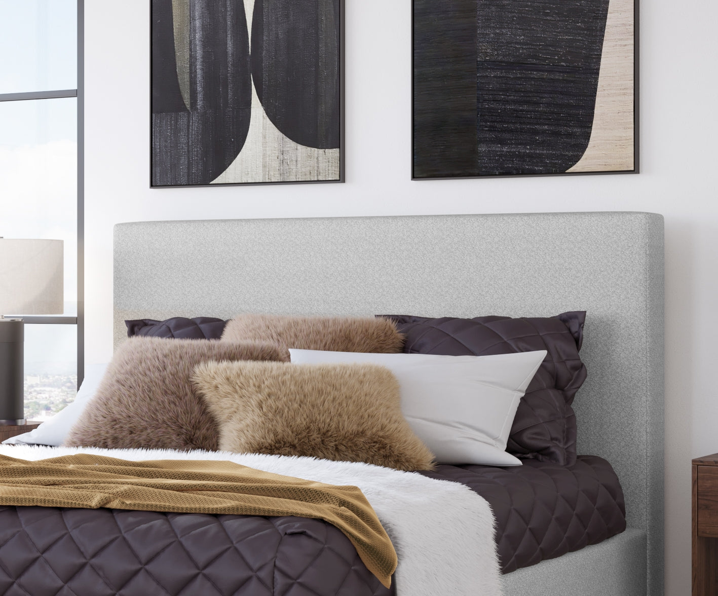 Olivia Upholstered Headboard in Linen - What A Room