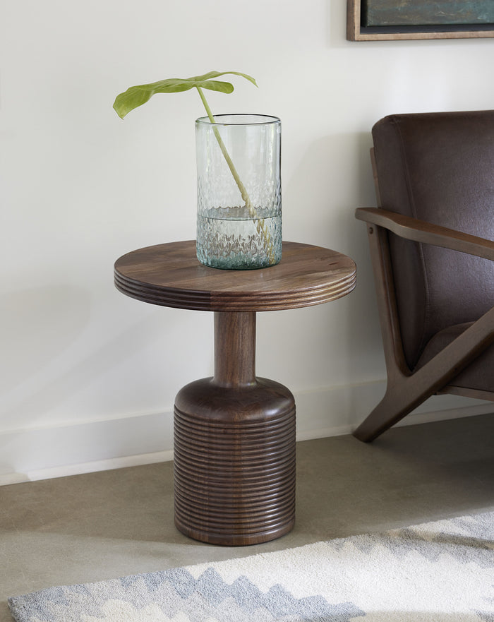 Liyana Solid Wood Round End Table in Natural Tan - What A Room