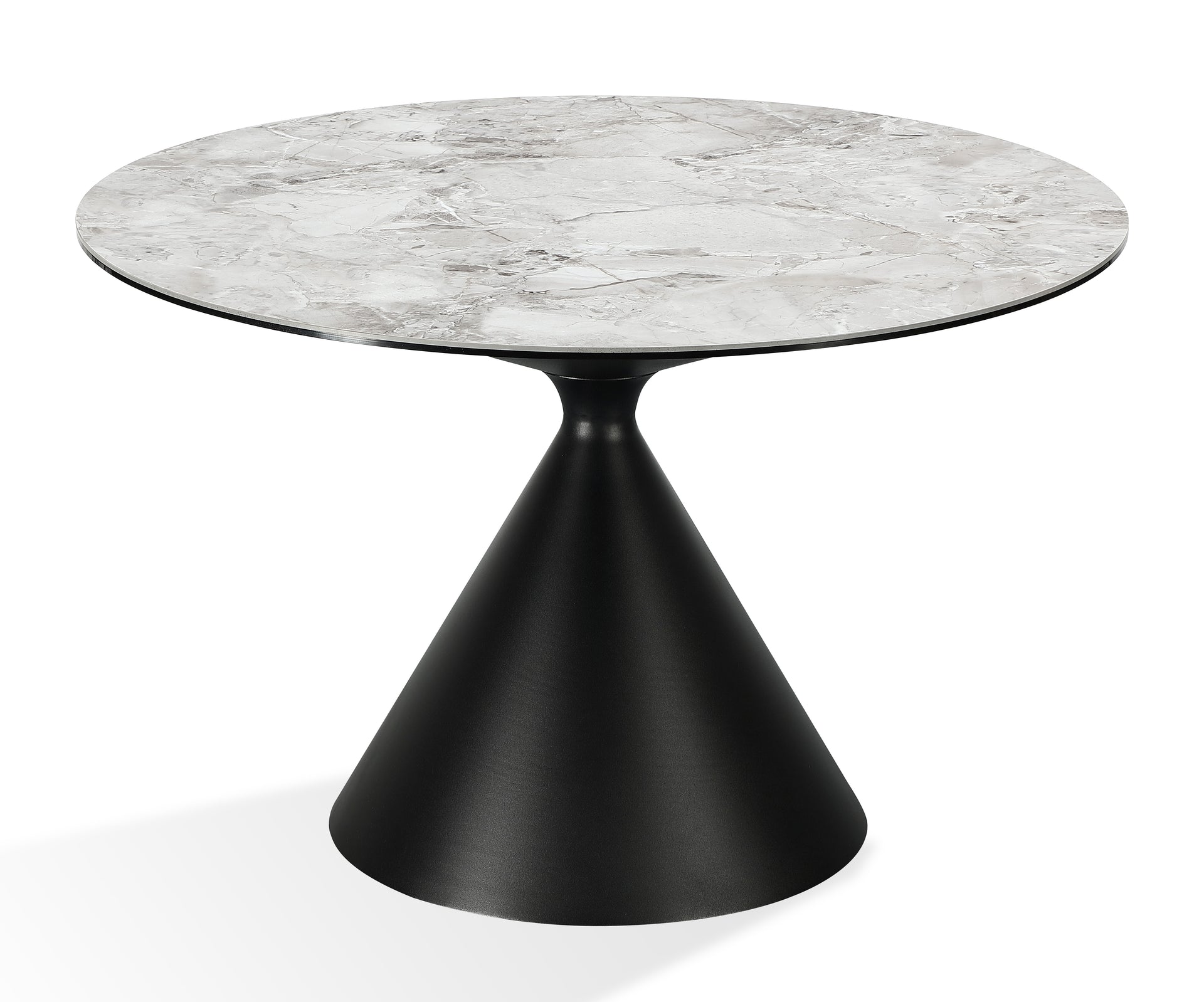 Winston Stone Top Metal Base Round Dining Table in Grigio - What A Room