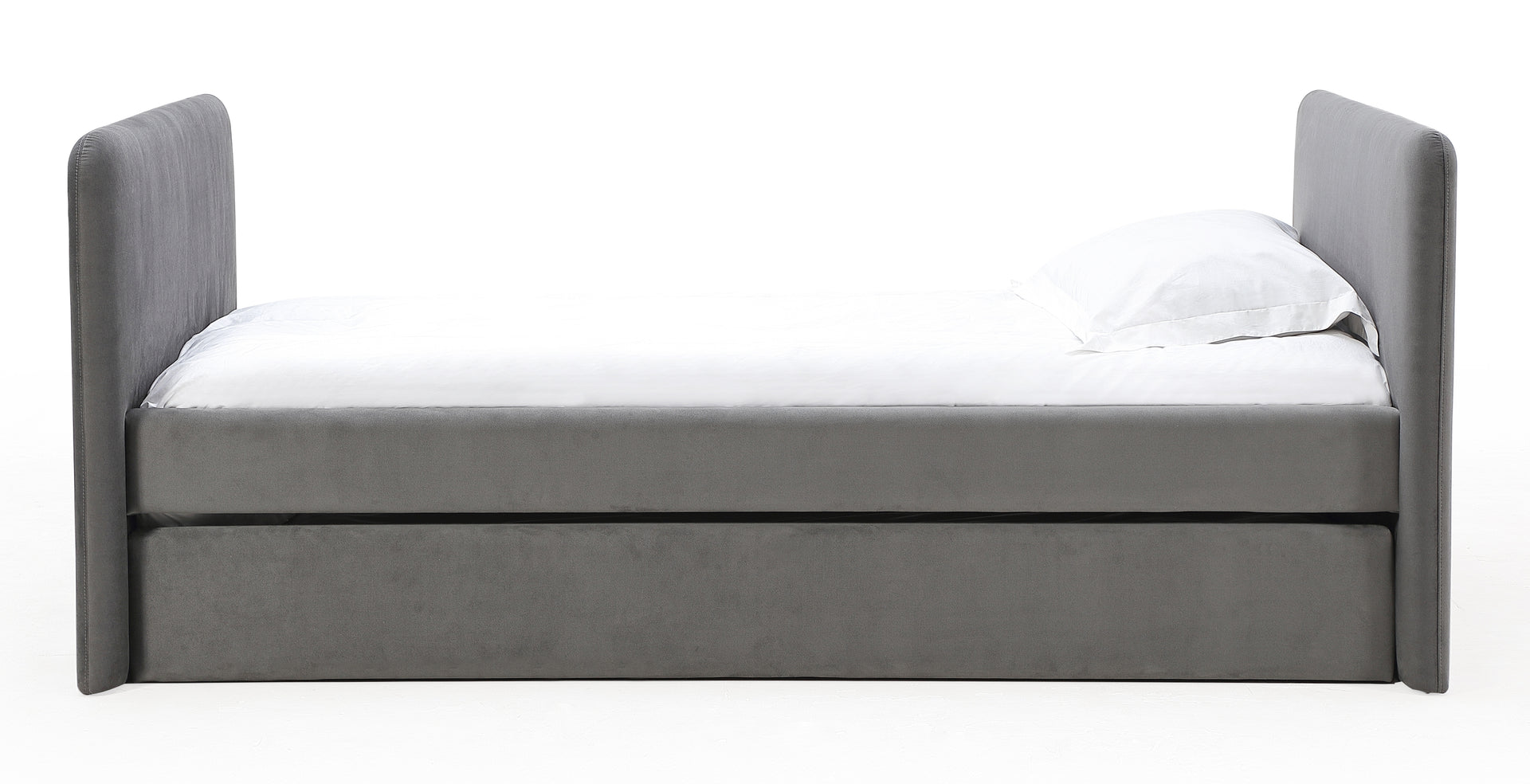 Elora Upholstered Daybed with Trundle in Charcoal Velvet - What A Room