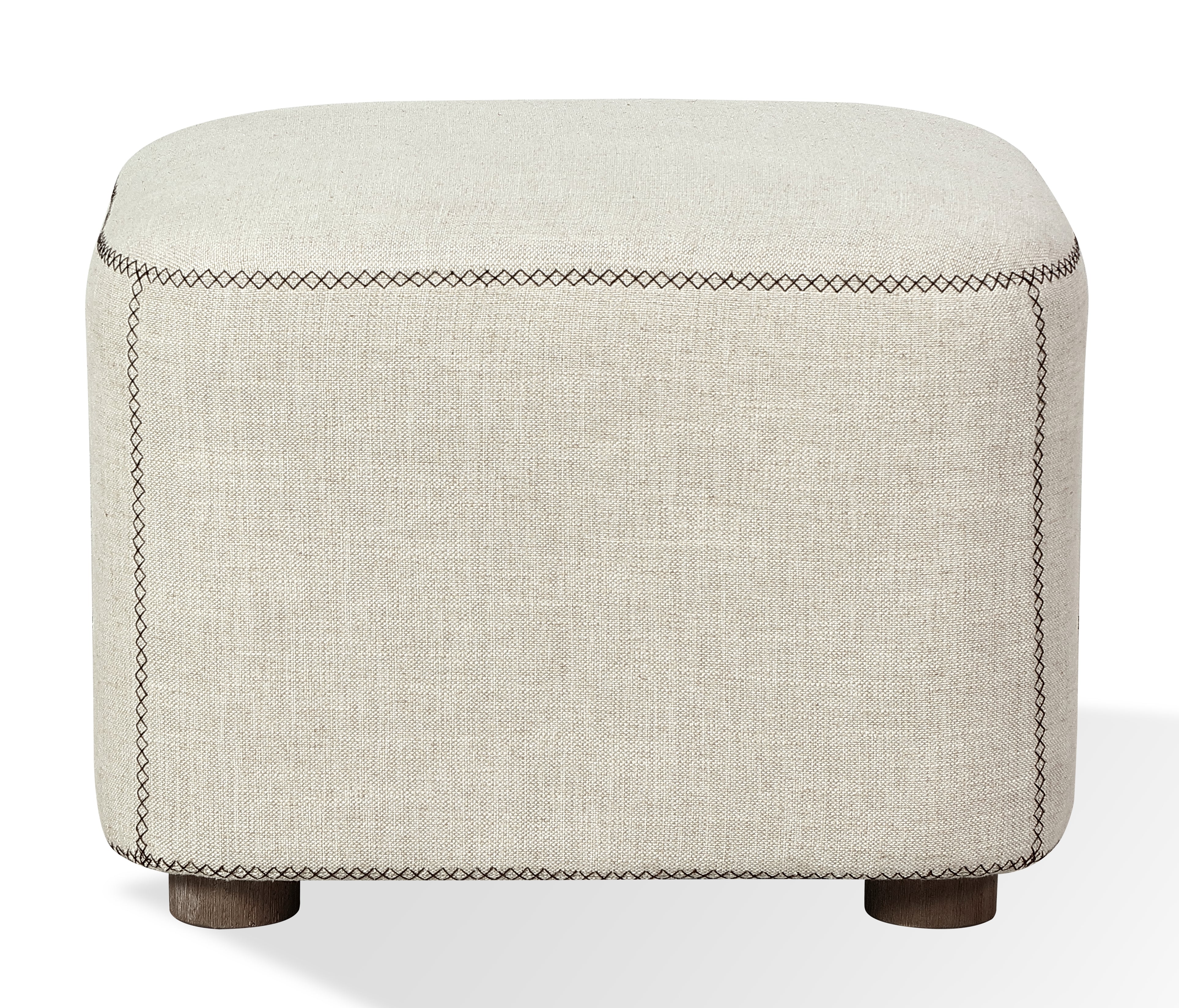 Louis Upholstered Ottoman in Natural Linen - What A Room