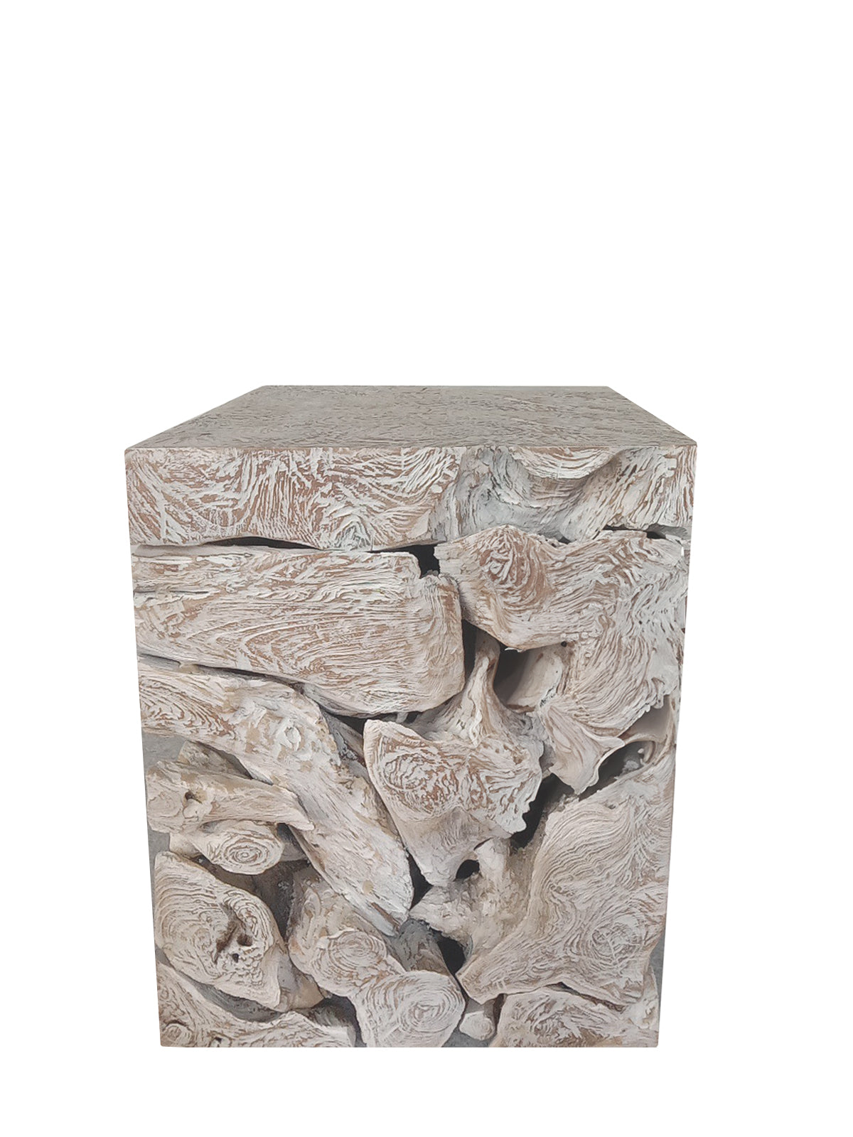 One Teak Slice Square End Table in Bleached Teak - What A Room
