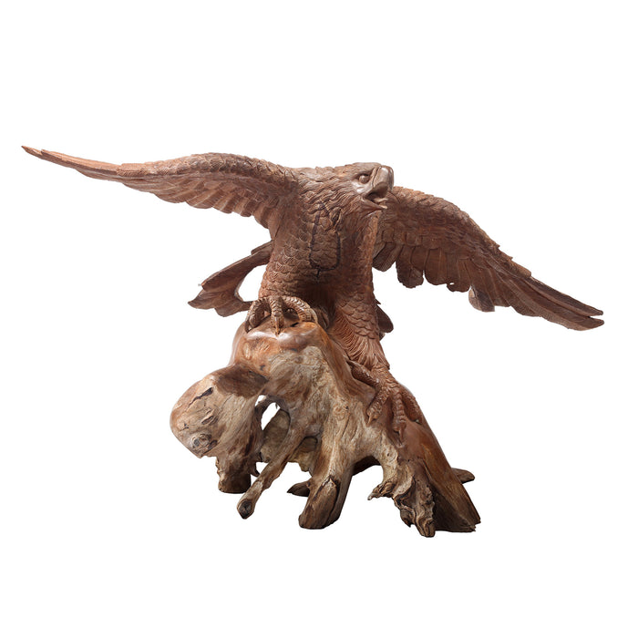 Hand Carved Teak Eagle Sculpture