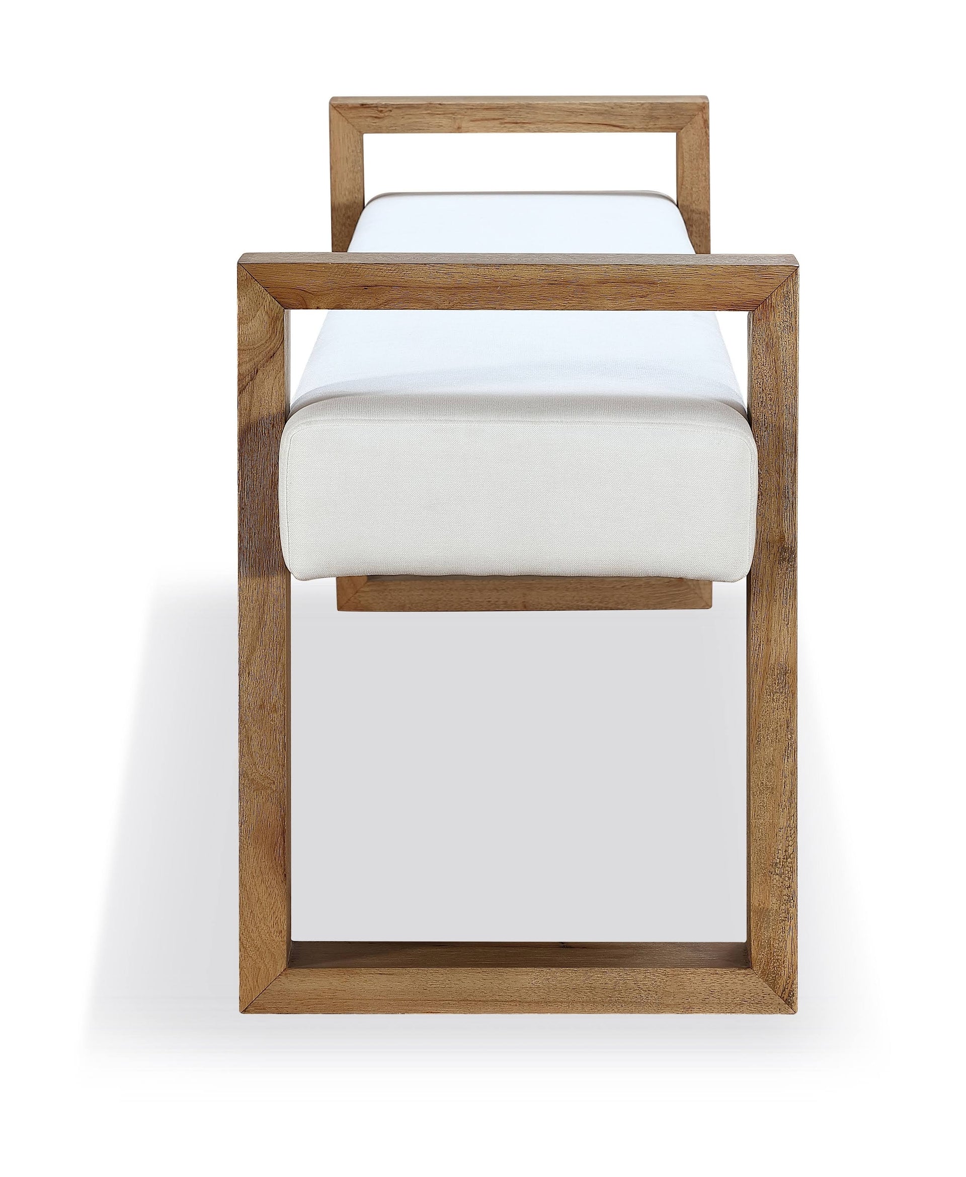 One Modern Coastal Sled Leg Upholstered Dining Bench in White Pearl and Bisque - What A Room