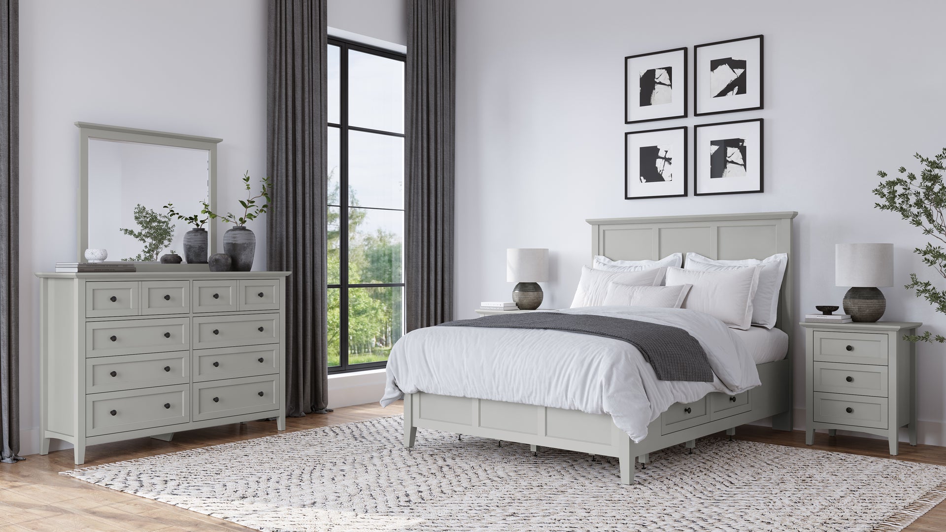 Grace Three Drawer Nightstand in Elephant Grey - What A Room