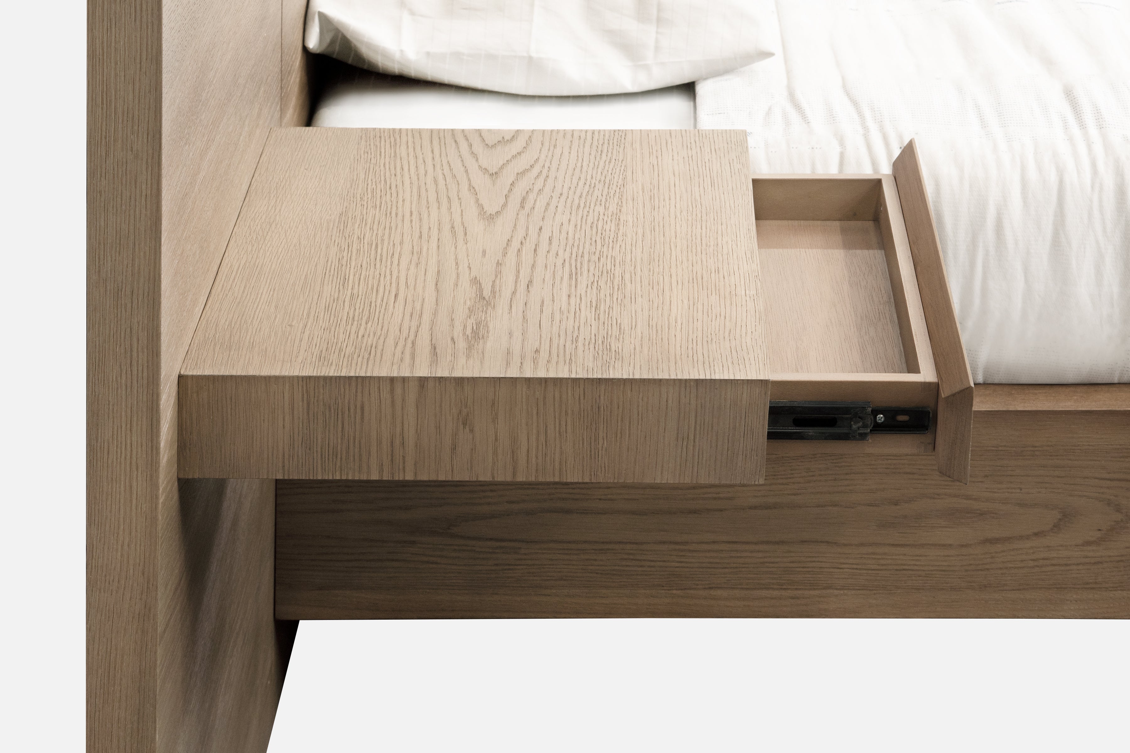 One Coastal Modern Live Edge Wall Bed with Floating Nightstands in Bisque - What A Room