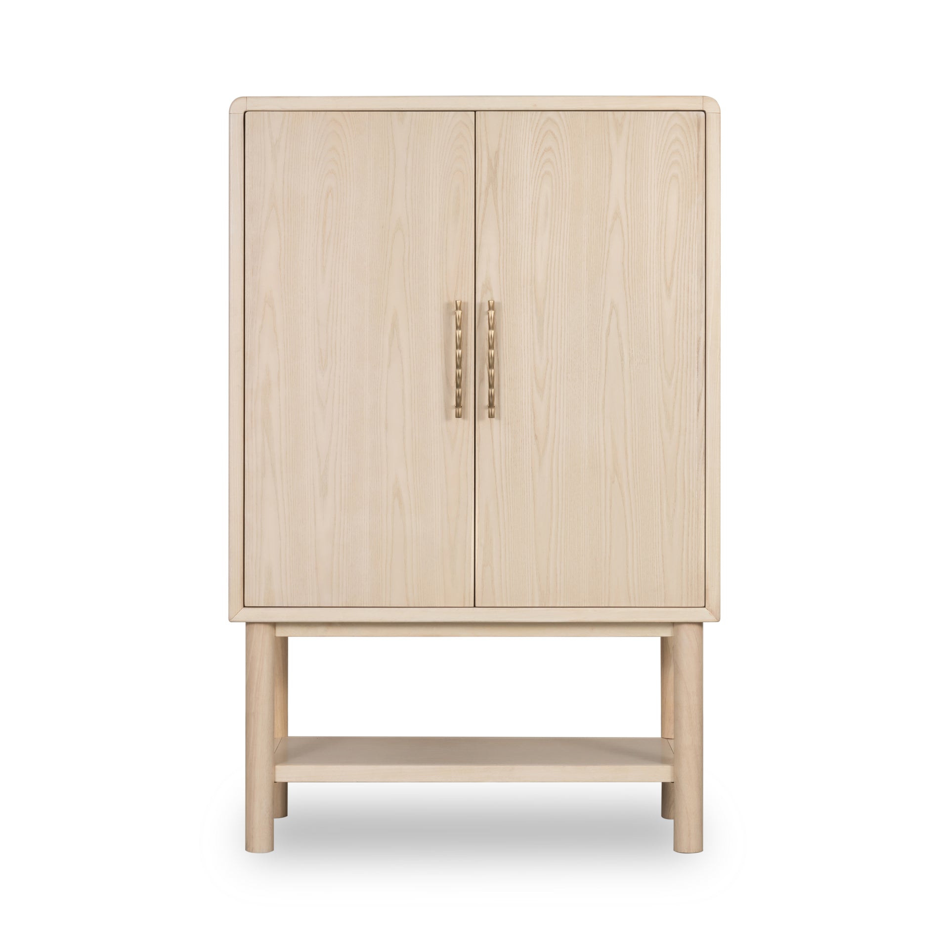 Zinnia Two Door Ash Wood Bar Cabinet in White Sand - What A Room