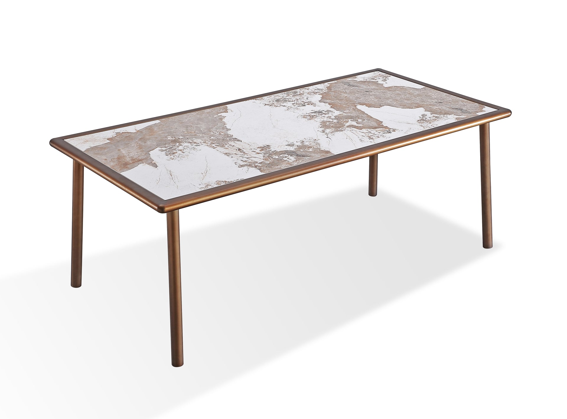 Tulum Stone Top Dining Table with Bronze Metal Base - What A Room