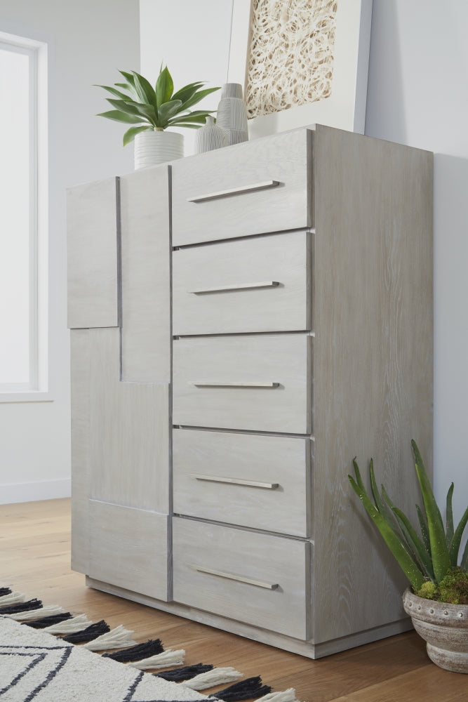 Destination Five Drawer One Door Sweater Chest in Cotton Grey - What A Room