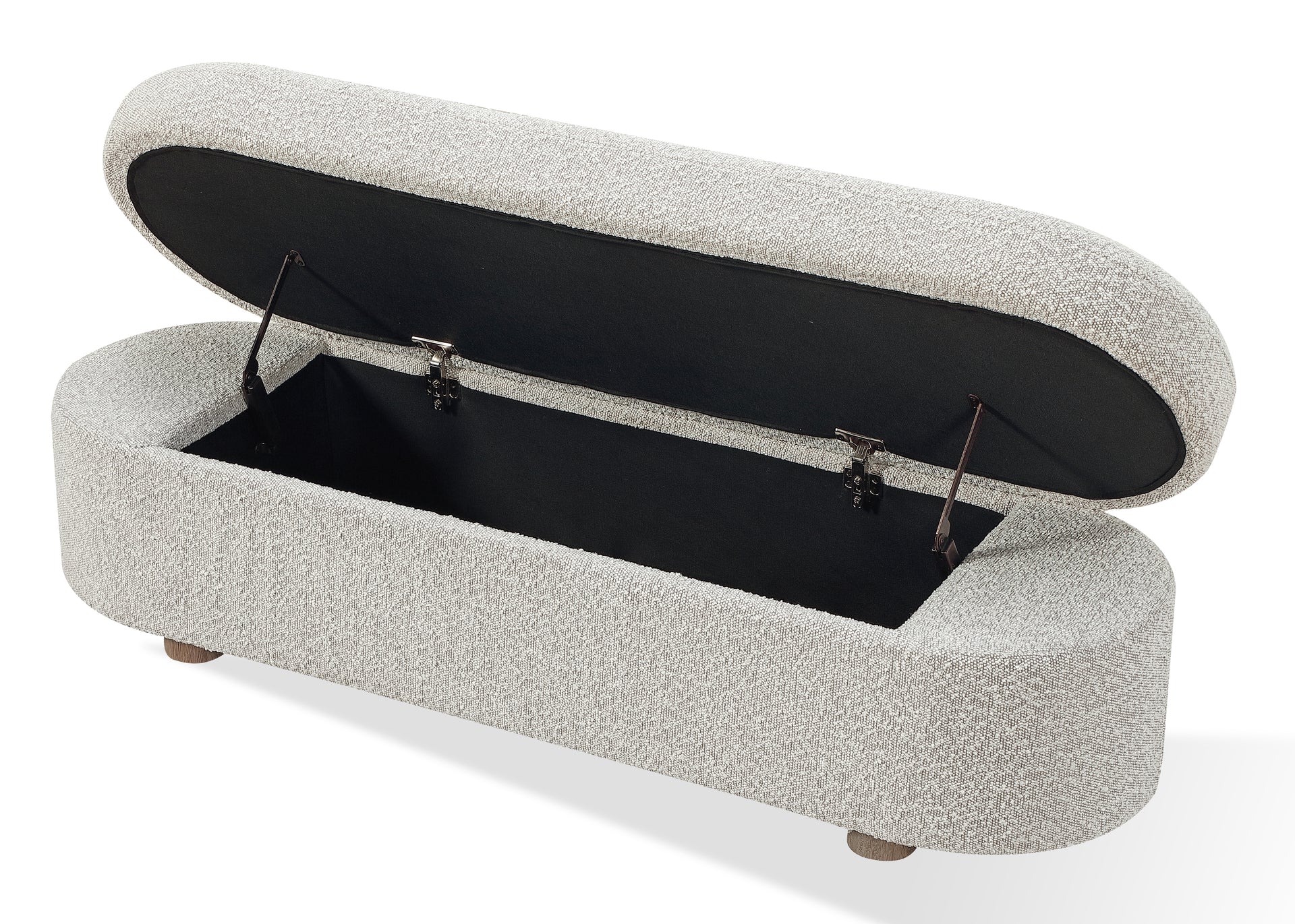 Kiki Upholstered Hinged Storage Bench in Cotton Ball Boucle - What A Room
