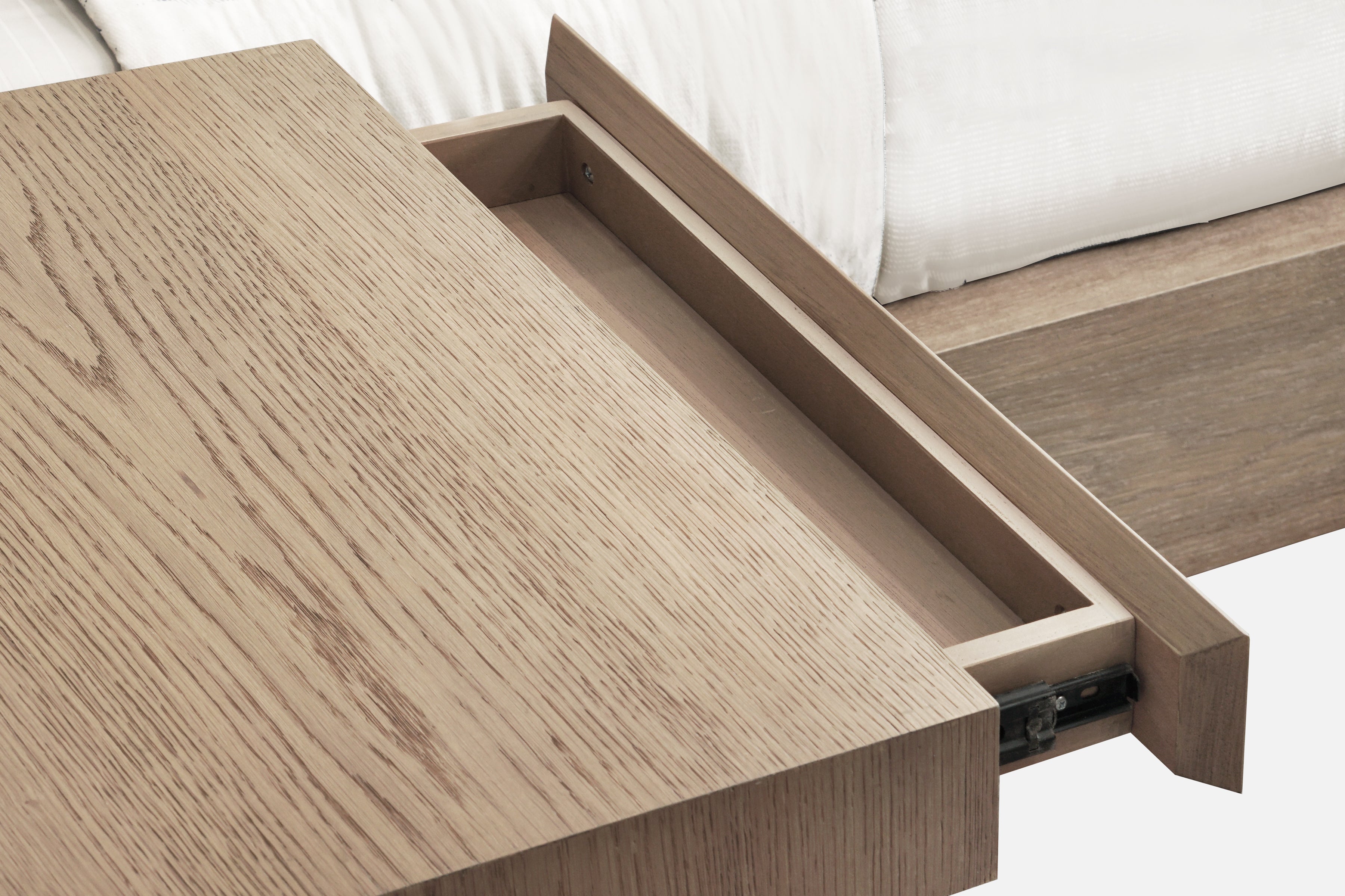 One Coastal Modern Live Edge Wall Bed with Floating Nightstands in Bisque - What A Room