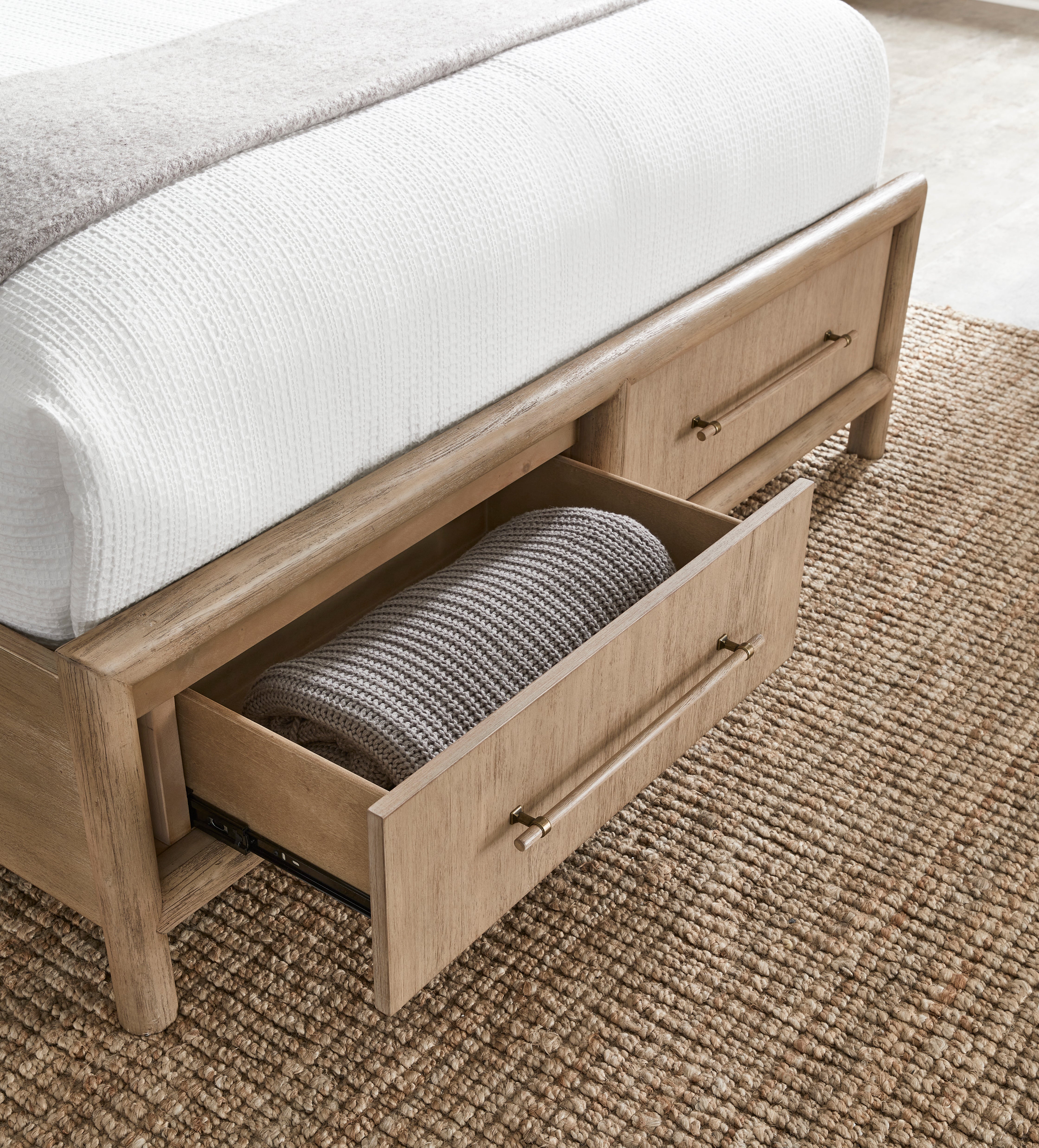 Dorsey Wooden Two Drawer Storage Bed in Granola - What A Room