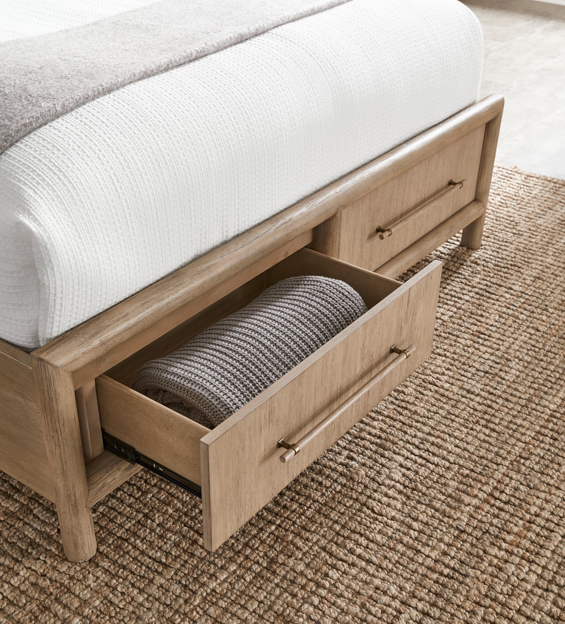 Dorsey Wooden Two Drawer Storage Bed in Granola - What A Room