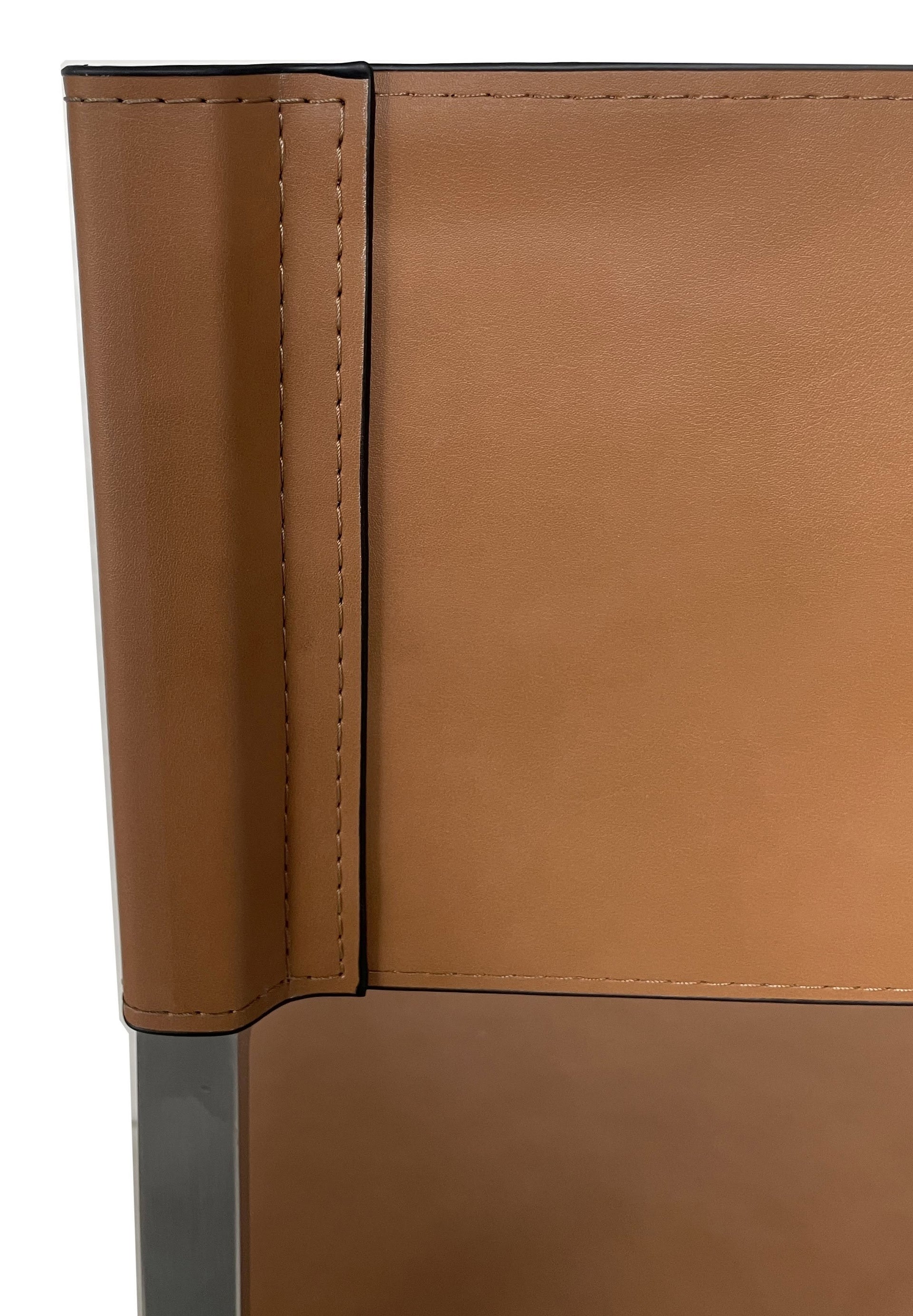 One Modern Coastal Director's Dining Arm Chair in Cognac and Brushed Stainless Steel (Set of 2) - What A Room