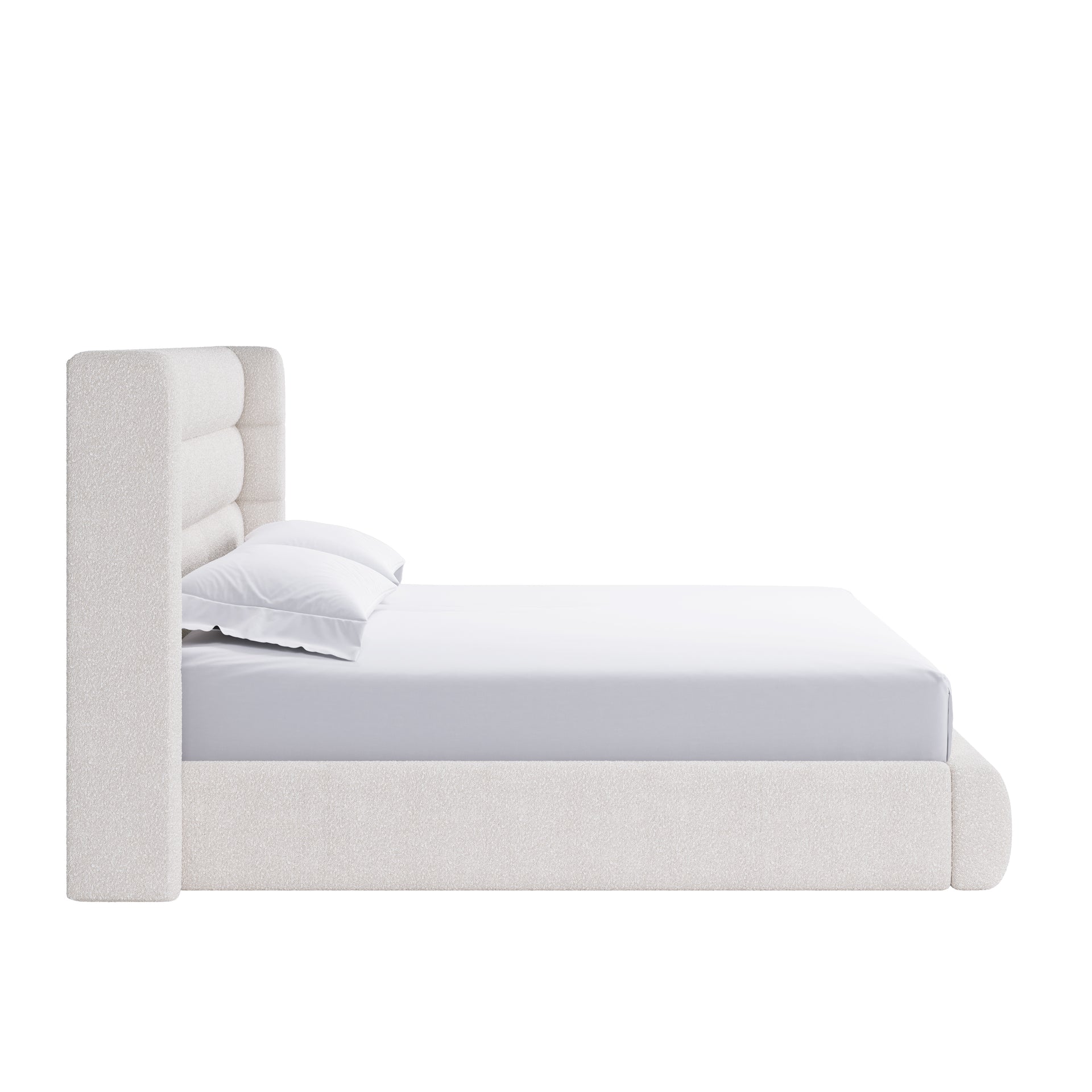Frank Upholstered Wingback Platform Bed in Cottage Cheese Boucle - What A Room