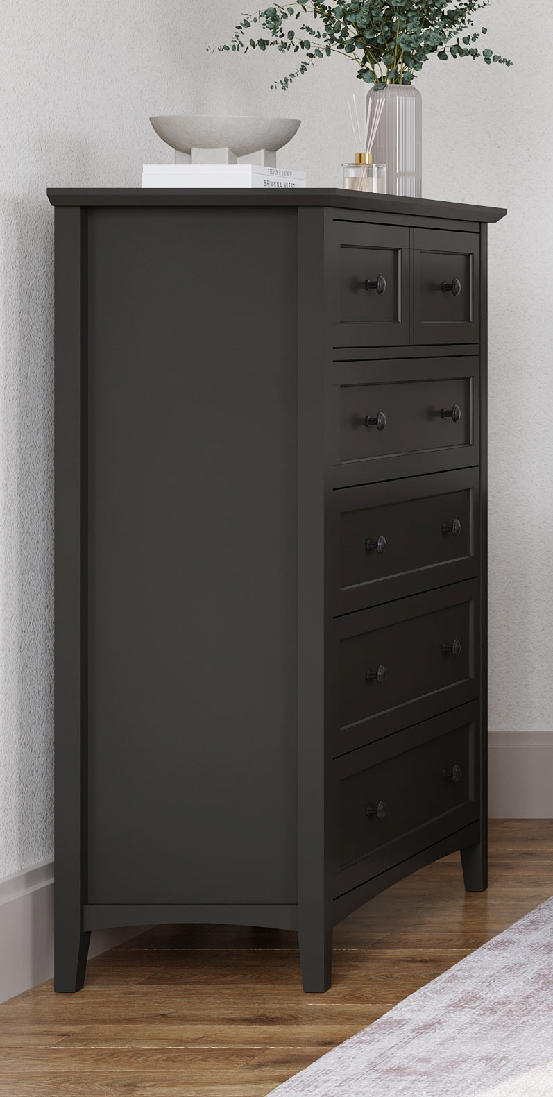 Grace Five Drawer Chest in Raven Black - What A Room