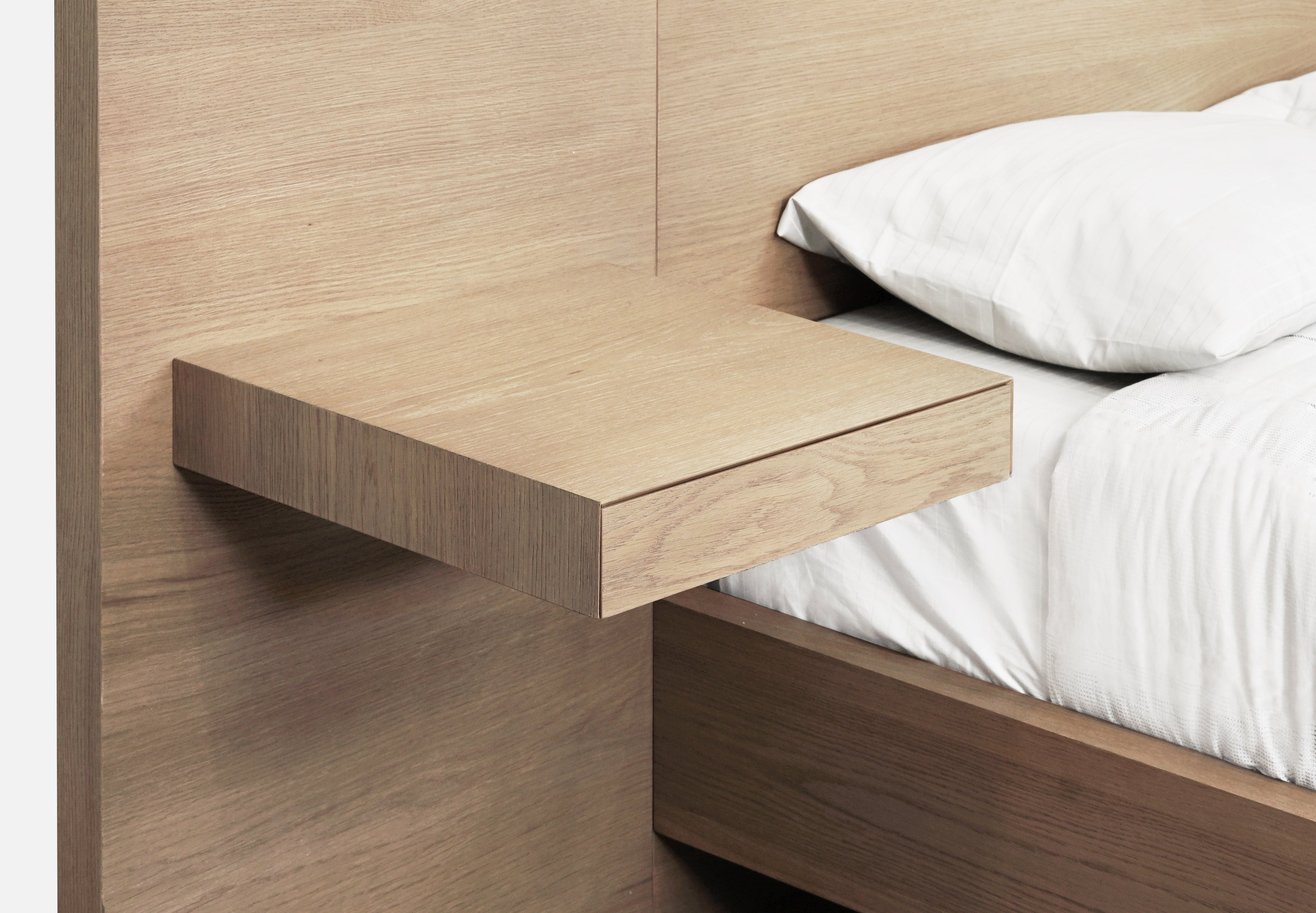 One Coastal Modern Live Edge Wall Bed with Floating Nightstands in Bisque - What A Room