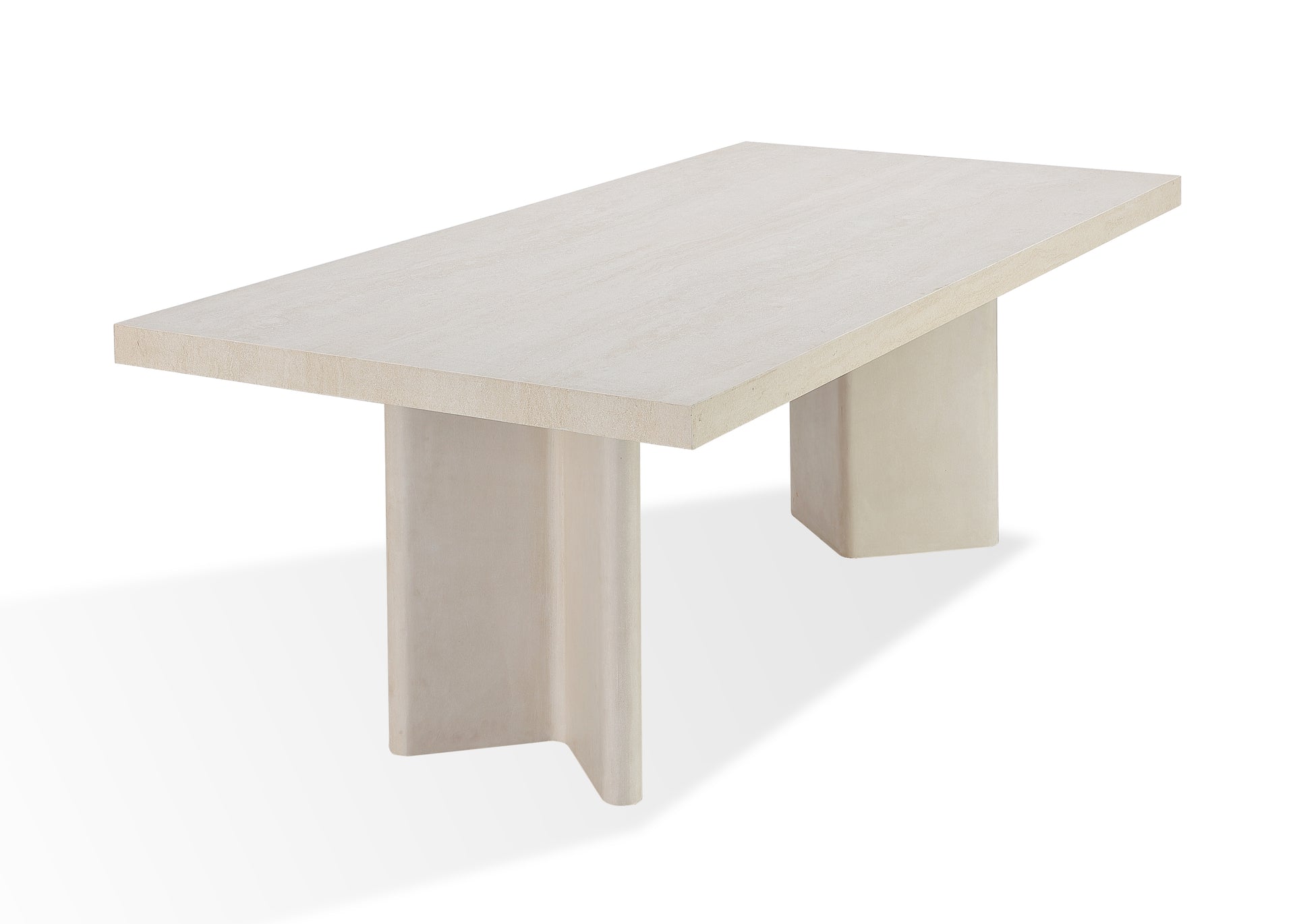 Caye Stone Top Double Pedestal Dining Table with Ivory Cement Base - What A Room