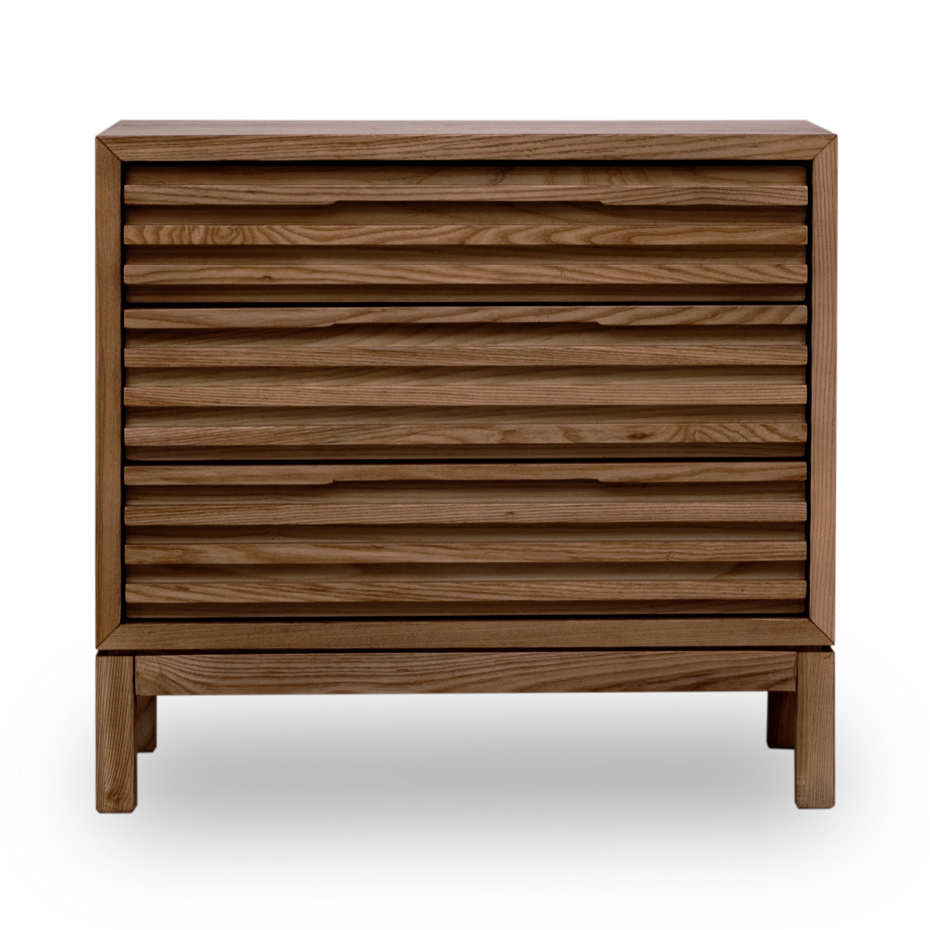Tanner Three Drawer Ash Wood Nightstand in Roux - What A Room