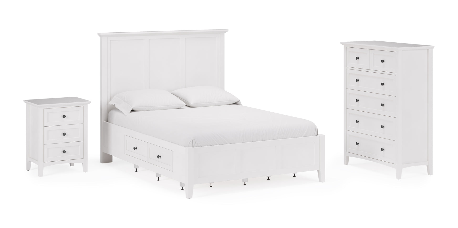 Grace Four Drawer Platform Storage Bed in Snowfall White - What A Room