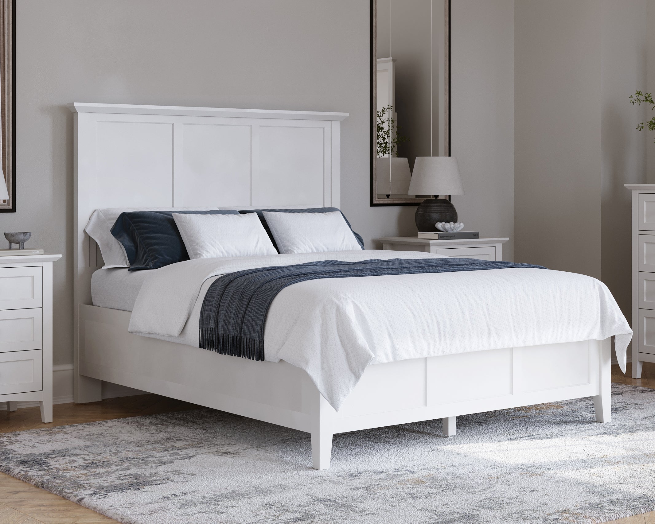 Grace Three Panel Bed in Snowfall White - What A Room