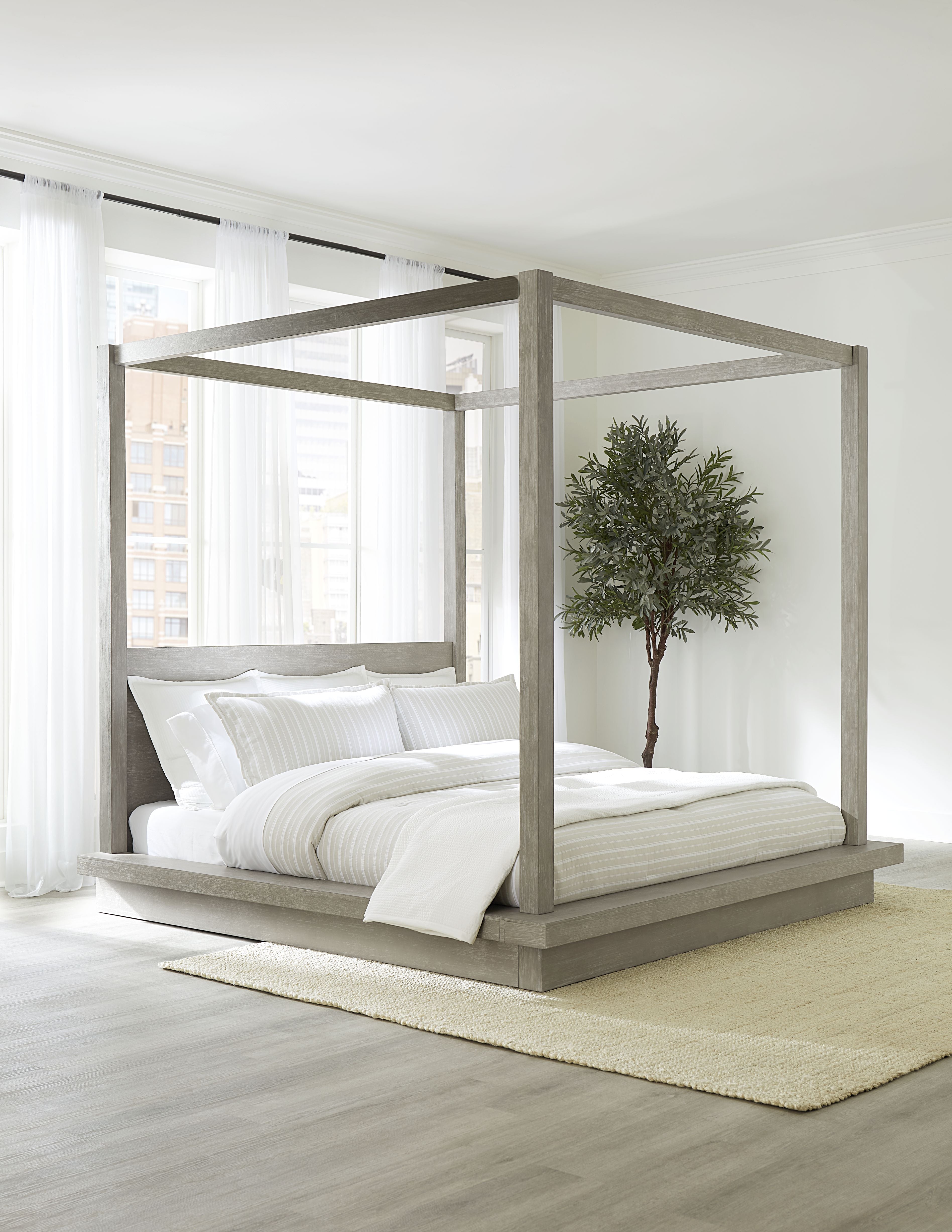 Melbourne Wood Canopy Bed in Mineral - What A Room