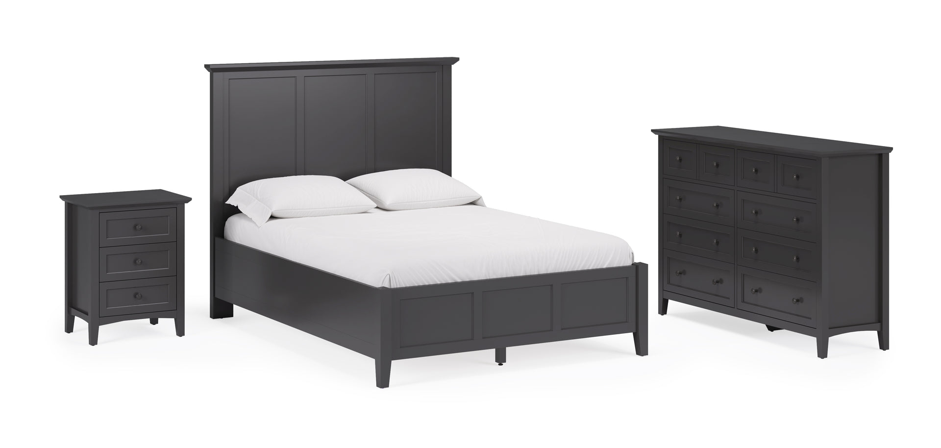 Grace Three Panel Bed in Raven Black - What A Room