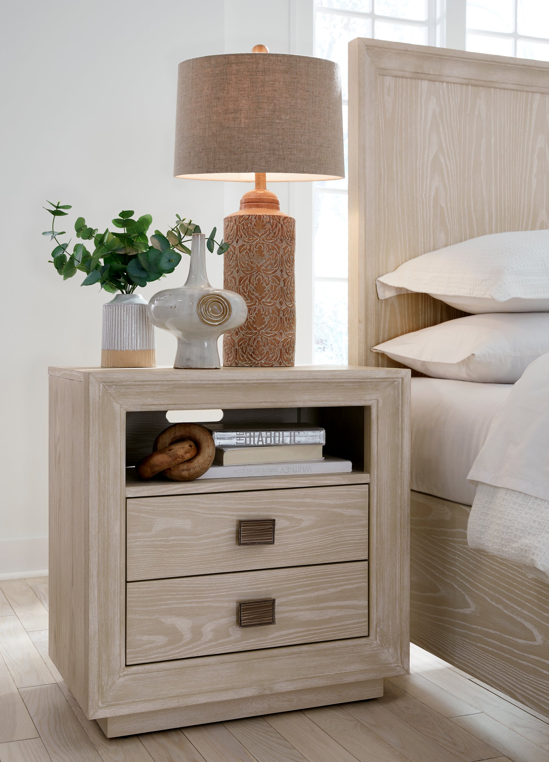 Maxime Two Drawer USB-Charging Nightstand in Ash - What A Room