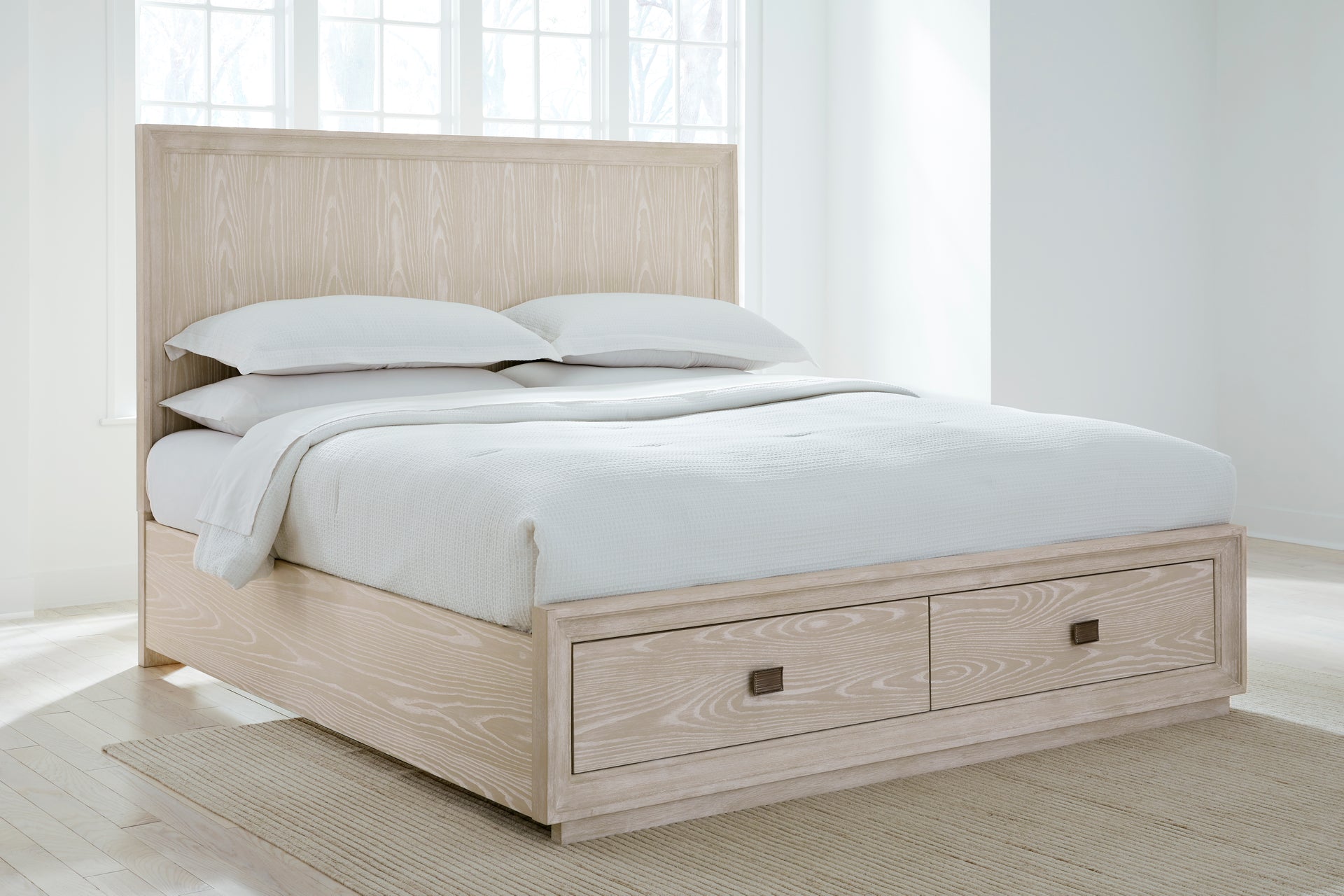 Maxime Two Drawer Footboard Storage Platform Bed In Ash - What A Room