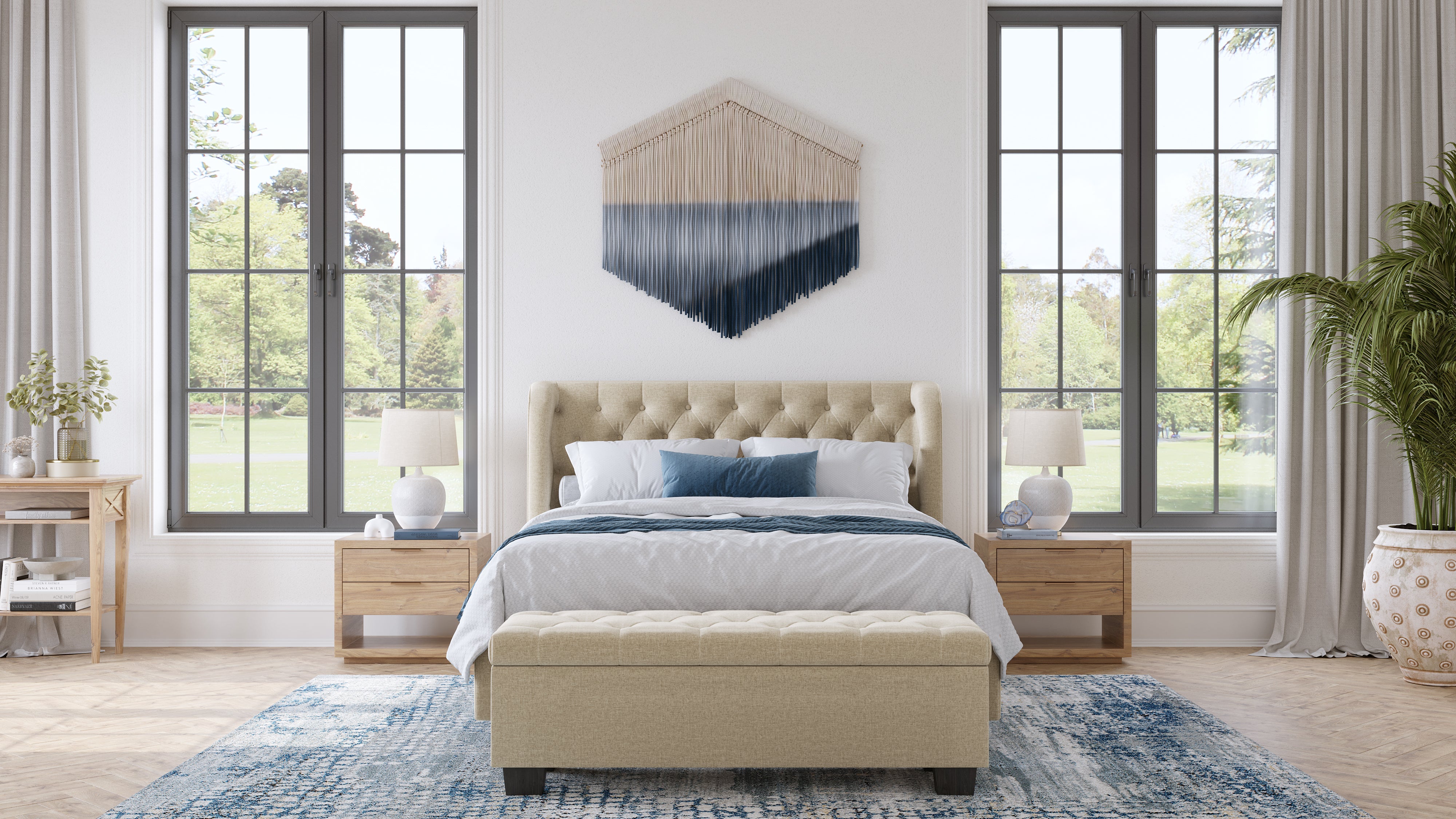 Levi Tufted Storage Bench in Toast Linen - What A Room